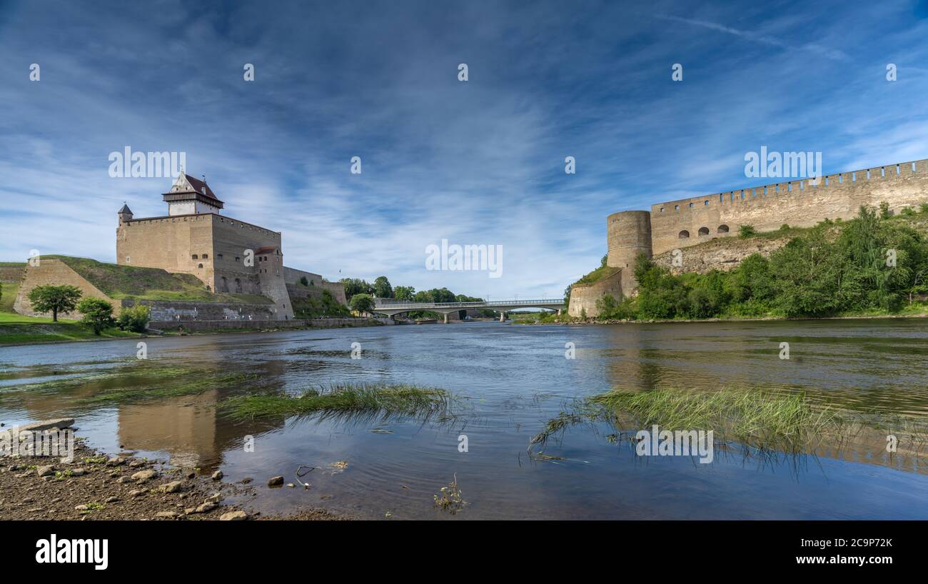 Narva, on the Narva river, at the eastern extreme point of Estonia, at