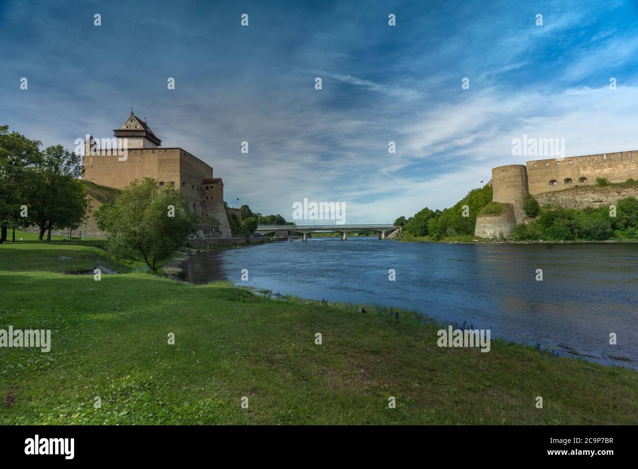 Narva, on the Narva river, at the eastern extreme point of Estonia, at