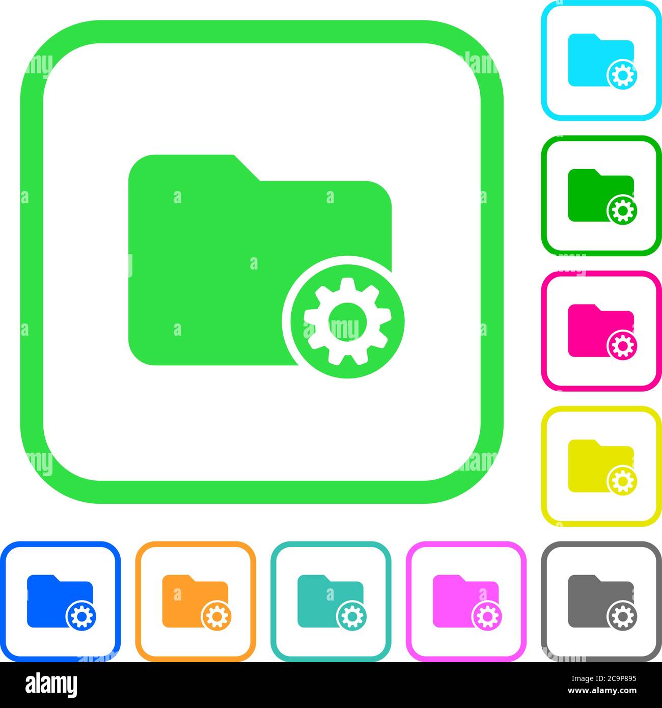 Directory settings vivid colored flat icons in curved borders on white ...