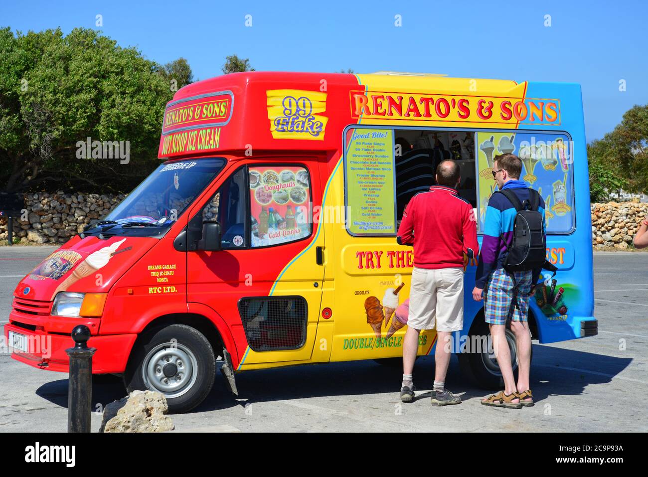 Ice-cream van at Dingli Cliffs, Ħad-Dingli, Western District, Malta Majjistral Region, Republic of Malta Stock Photo