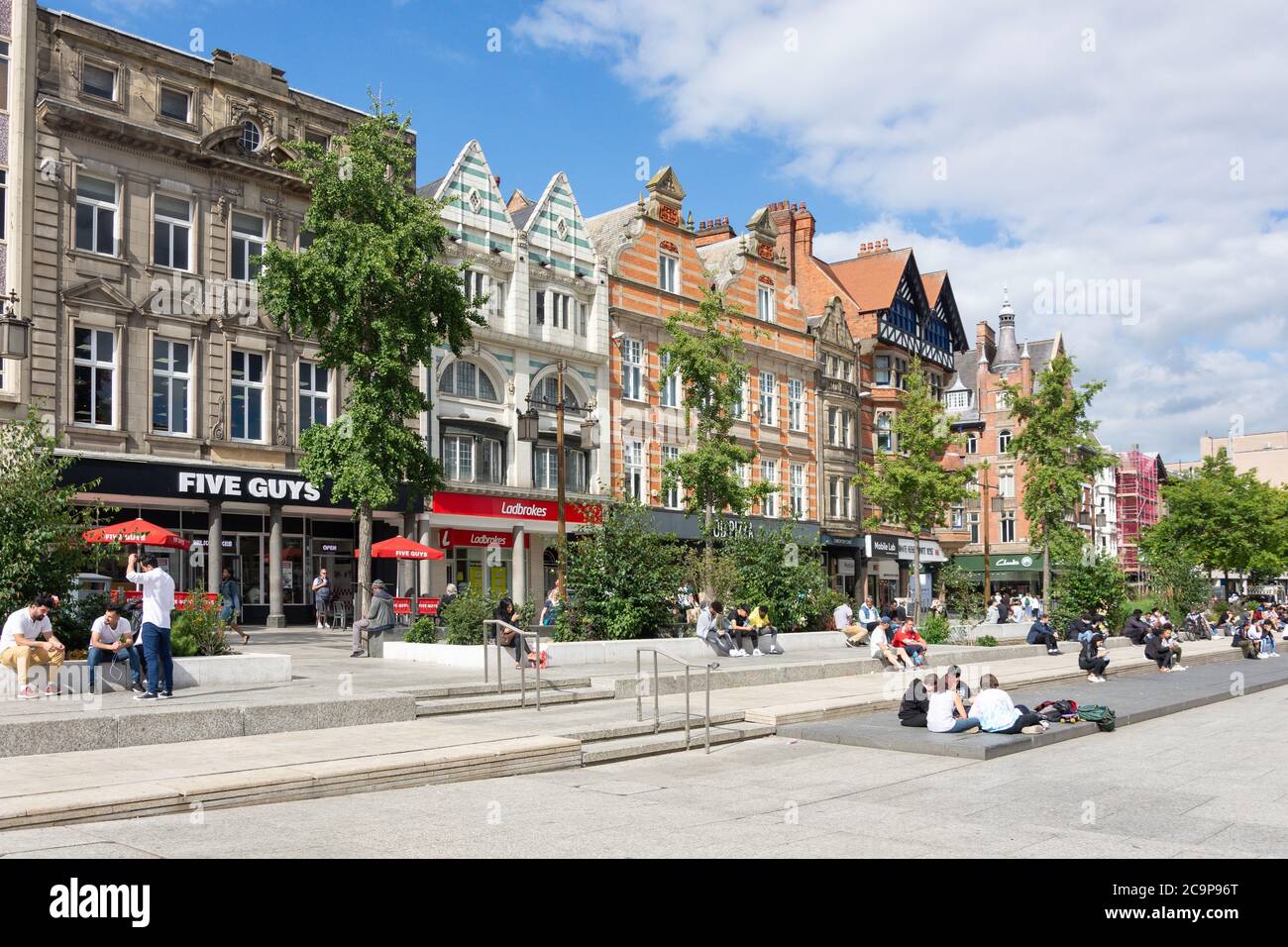 Long Row, Old Market Square, Nottingham, Nottinghamshire, England, United Kingdom, Stock Photo