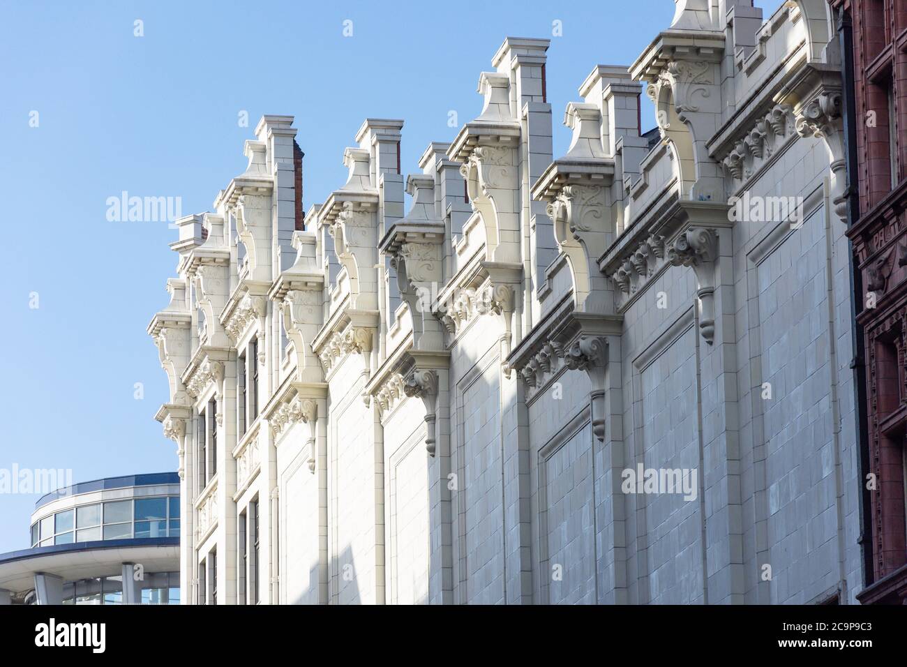 Roof architecture, The Elite Building, Queen Street, Nottingham, Nottinghamshire, England, United Kingdom Stock Photo