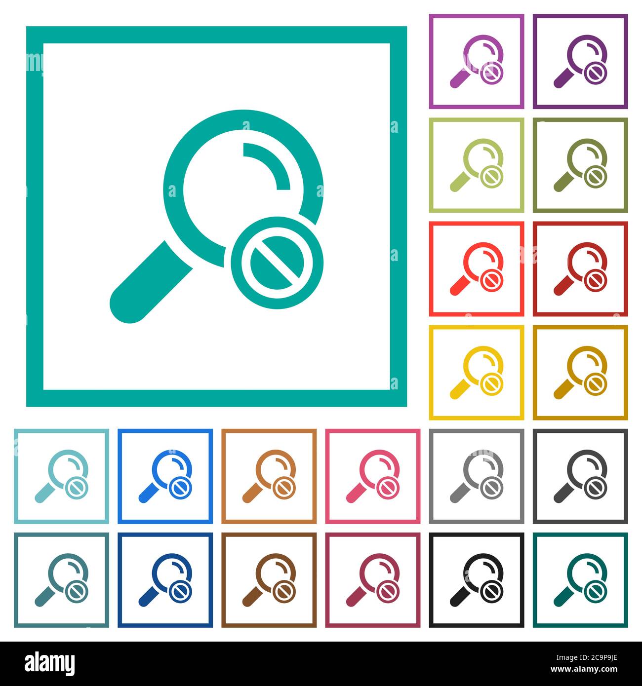 Search disabled flat color icons with quadrant frames on white ...