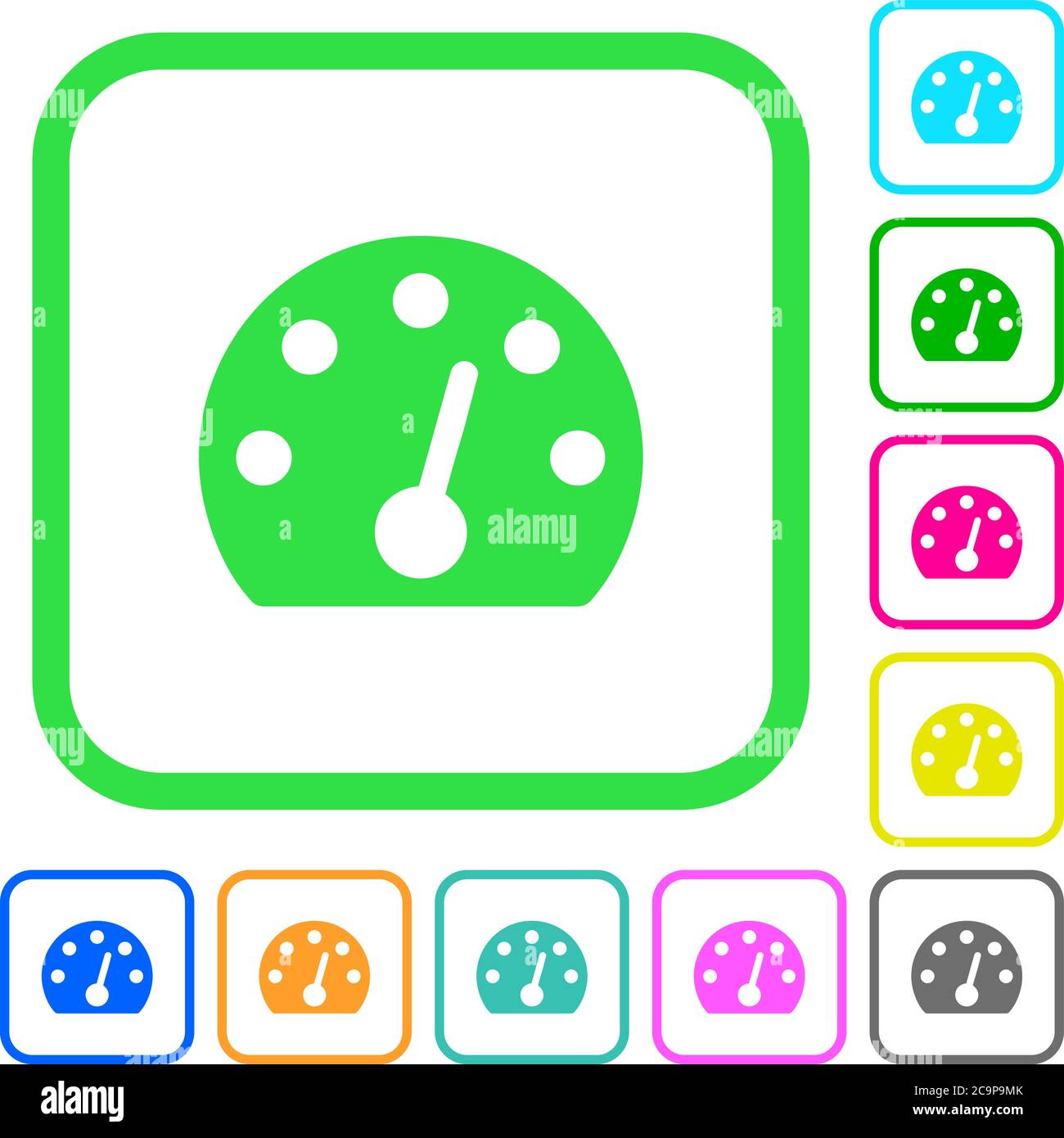 Dashboard vivid colored flat icons in curved borders on white ...