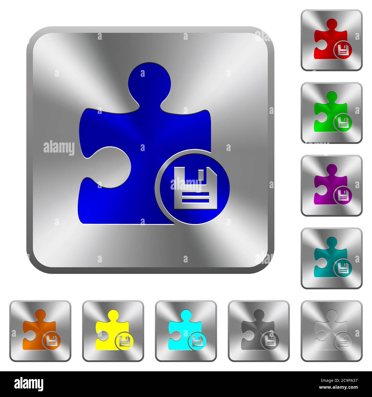 Save plugin engraved icons on rounded square glossy steel buttons Stock ...