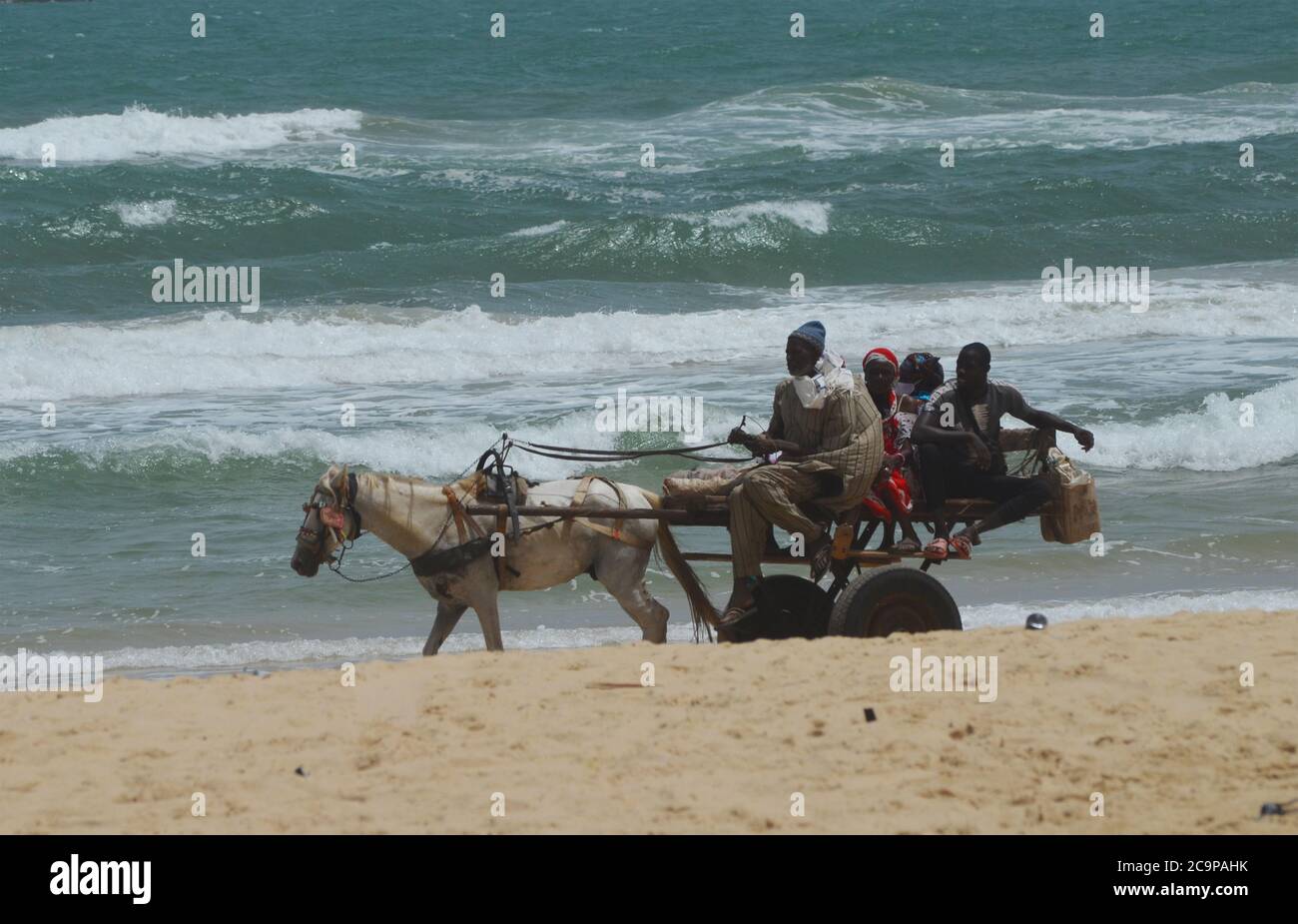 A horse cart in Lompoul beach, a fishing village in Senegal’s northern coast Stock Photo