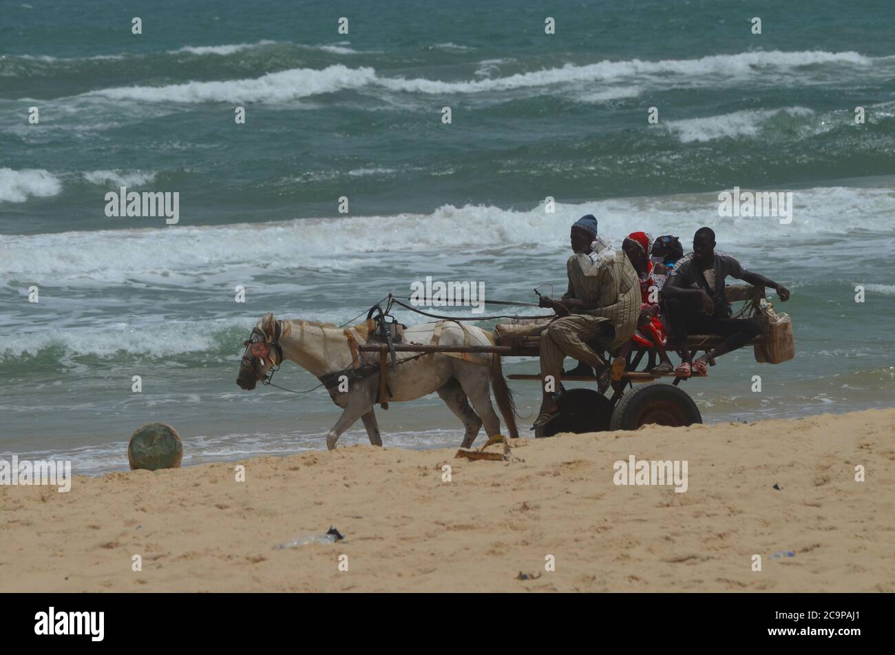 A horse cart in Lompoul beach, a fishing village in Senegal’s northern coast Stock Photo