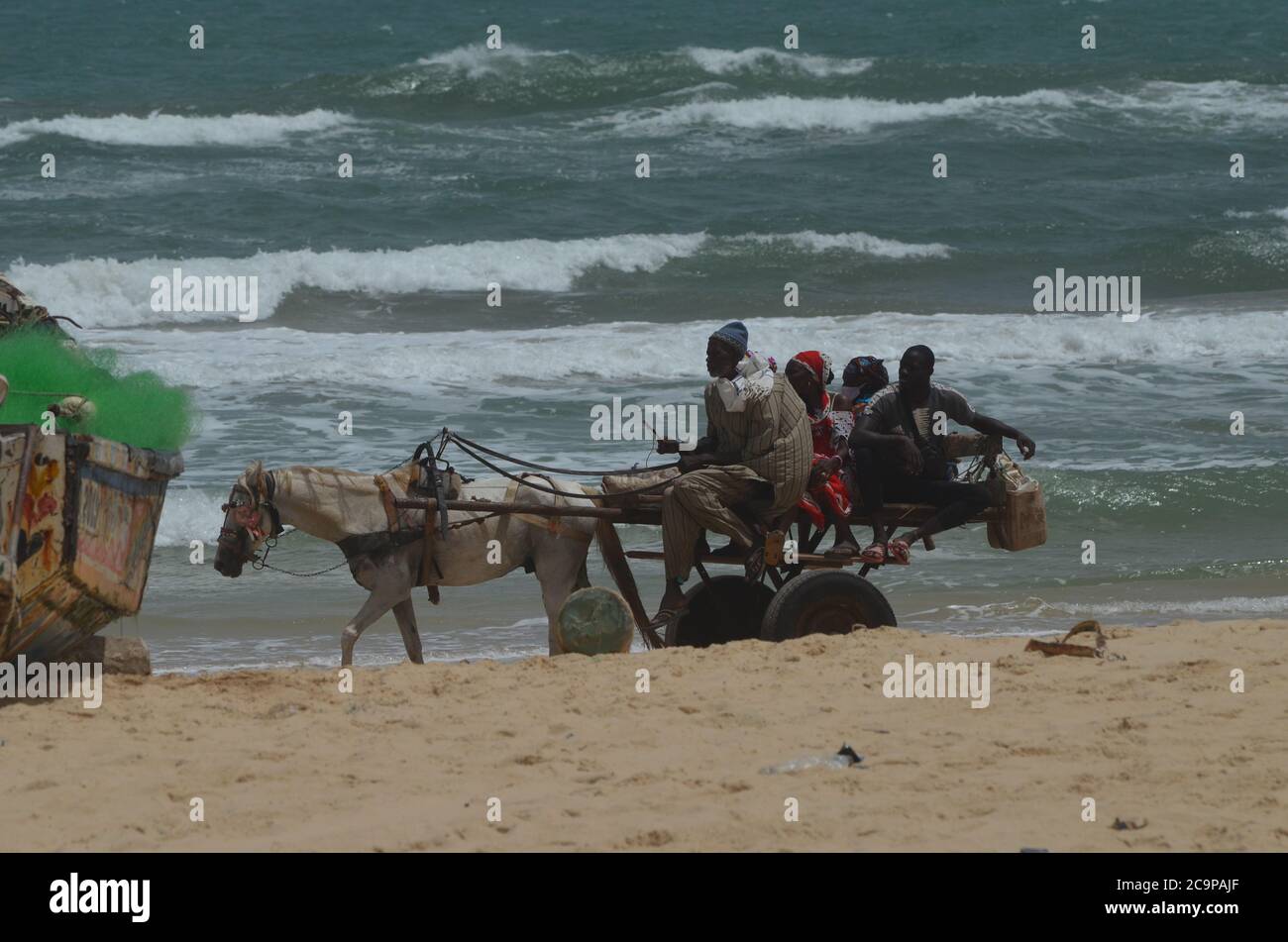 A horse cart in Lompoul beach, a fishing village in Senegal’s northern coast Stock Photo