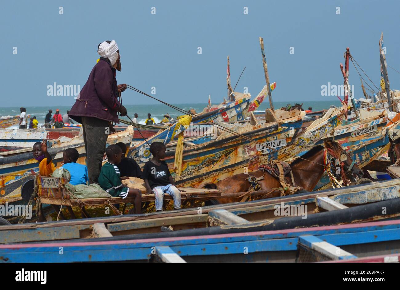 A horse cart in Lompoul beach, a fishing village in Senegal’s northern coast Stock Photo