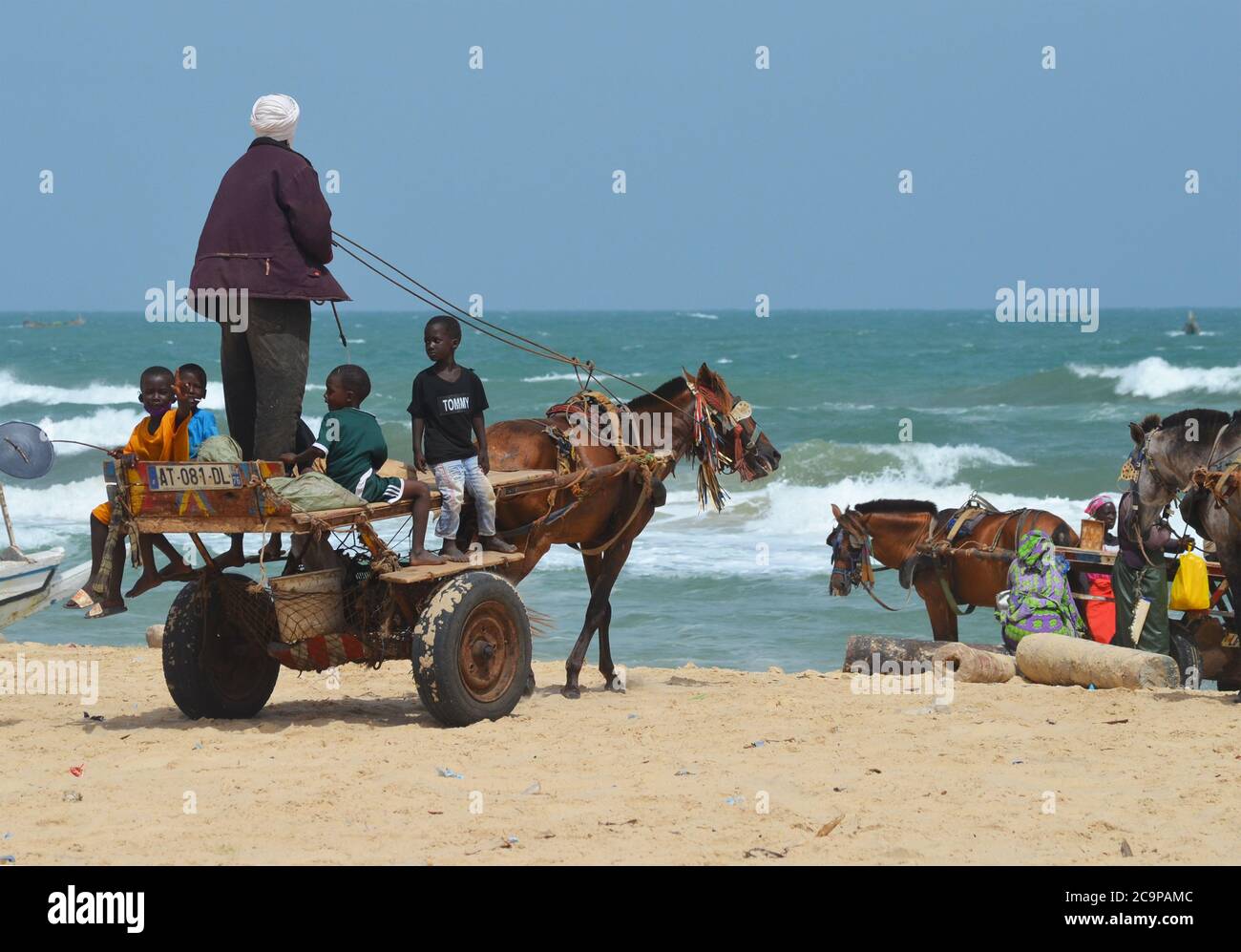 A horse cart in Lompoul beach, a fishing village in Senegal’s northern coast Stock Photo