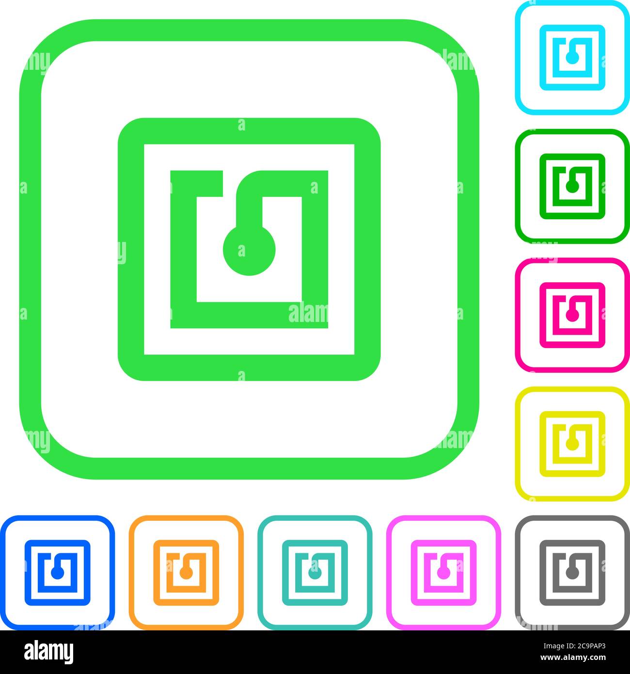 NFC sticker vivid colored flat icons in curved borders on white background Stock Vector