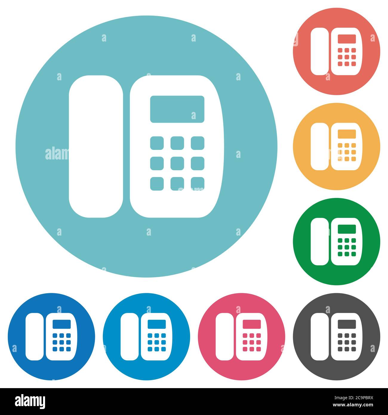 Office phone flat white icons on round color backgrounds Stock Vector ...
