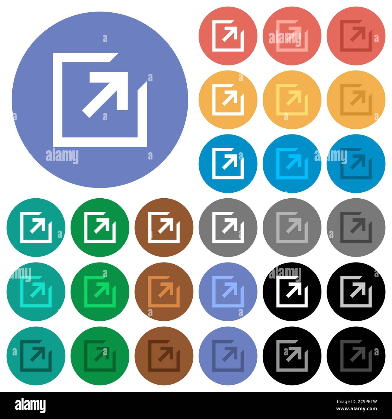 Export with inner arrow multi colored flat icons on round backgrounds ...