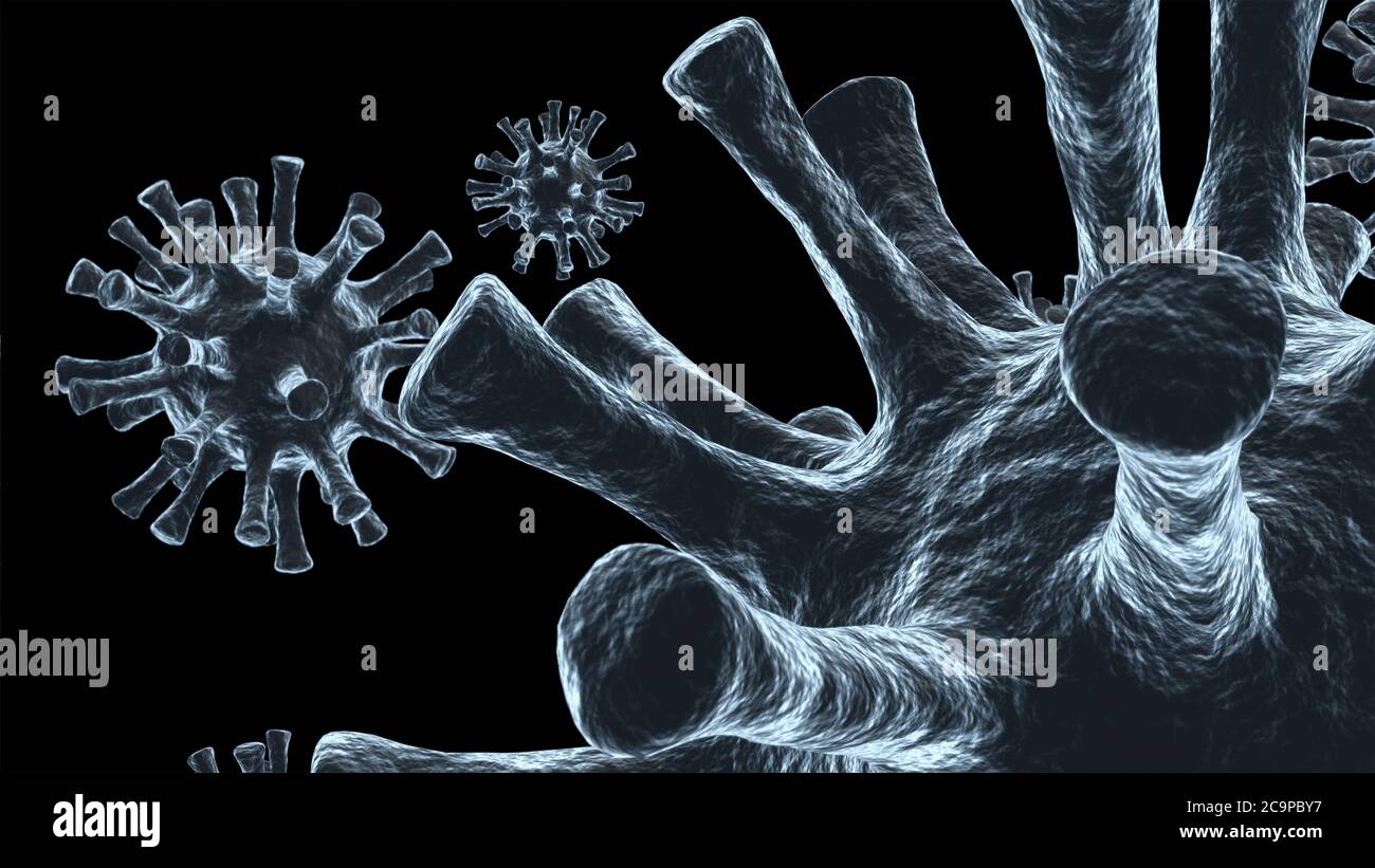 3D Illustration of viruses on black background Stock Photo - Alamy