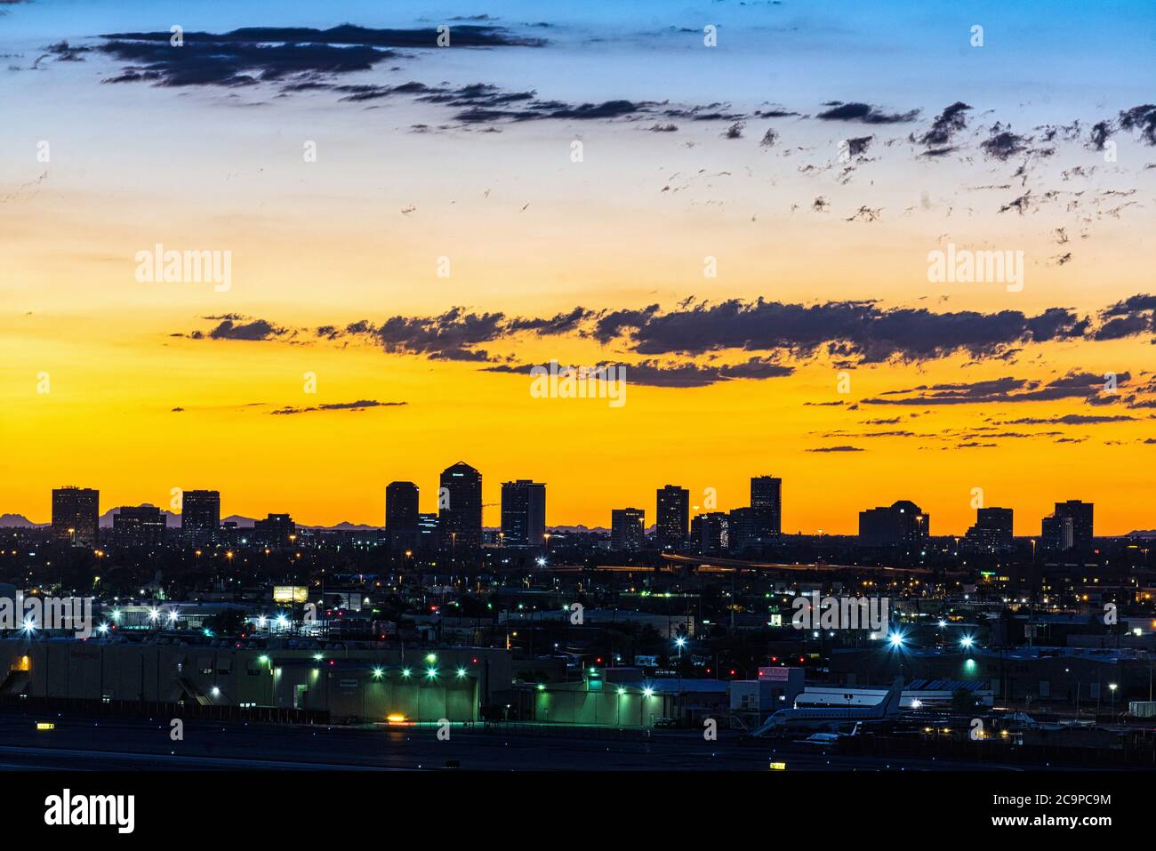 Sunset over Uptown Phoenix, Arizona Stock Photo