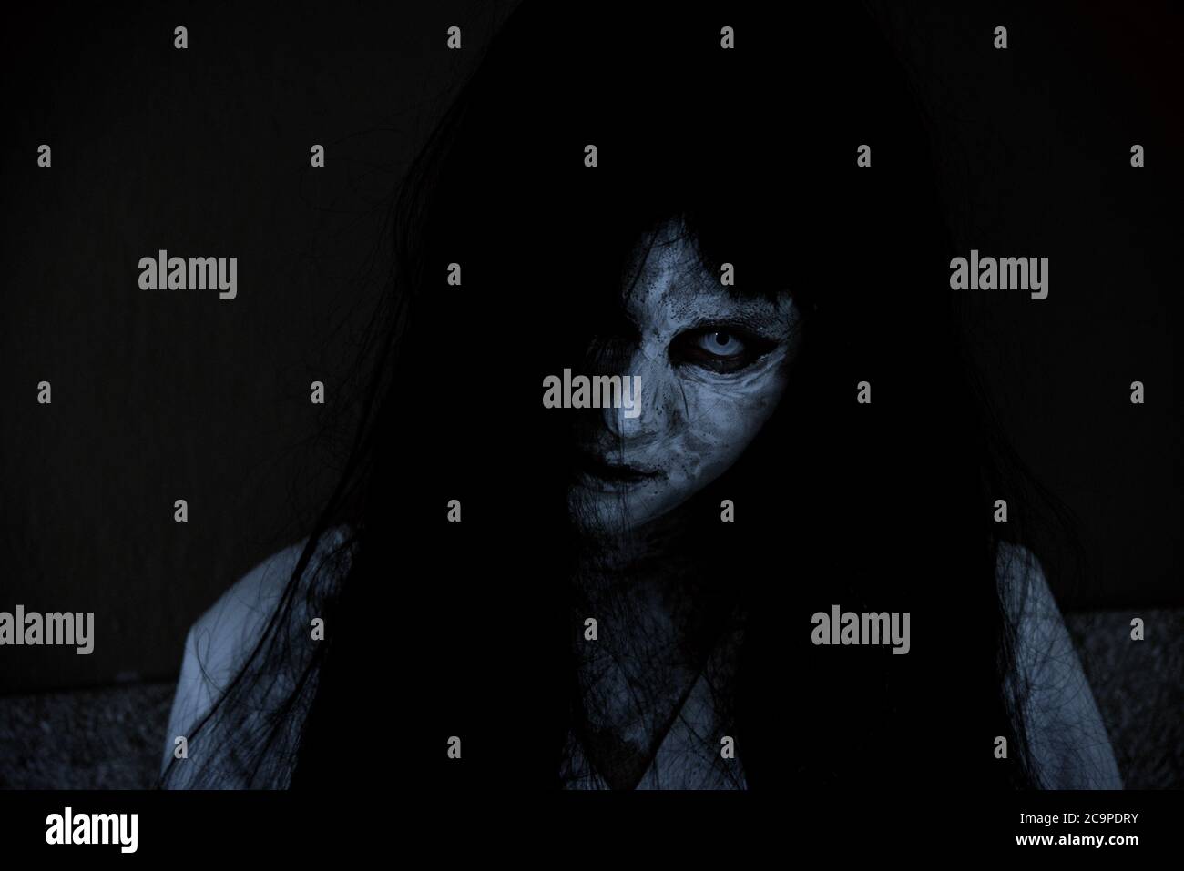 Close up face of horror woman ghost cruel, halloween day concept Stock ...