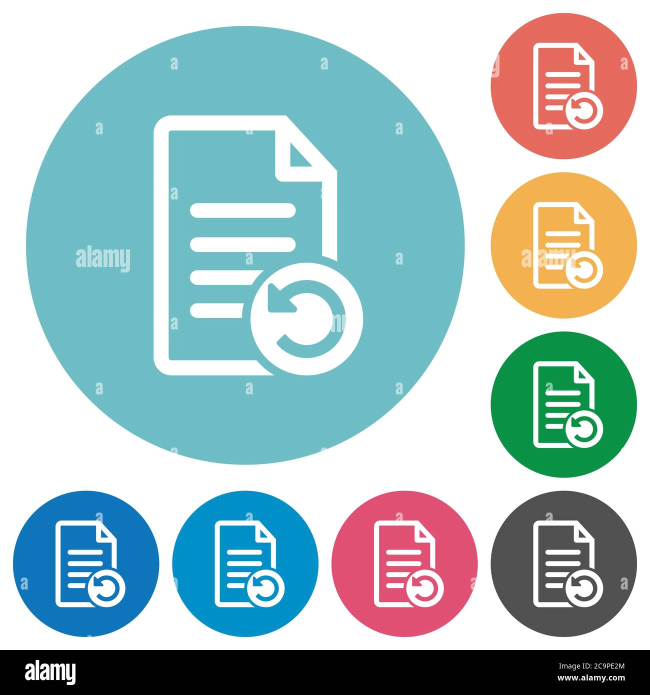 Undo document changes flat white icons on round color backgrounds Stock Vector