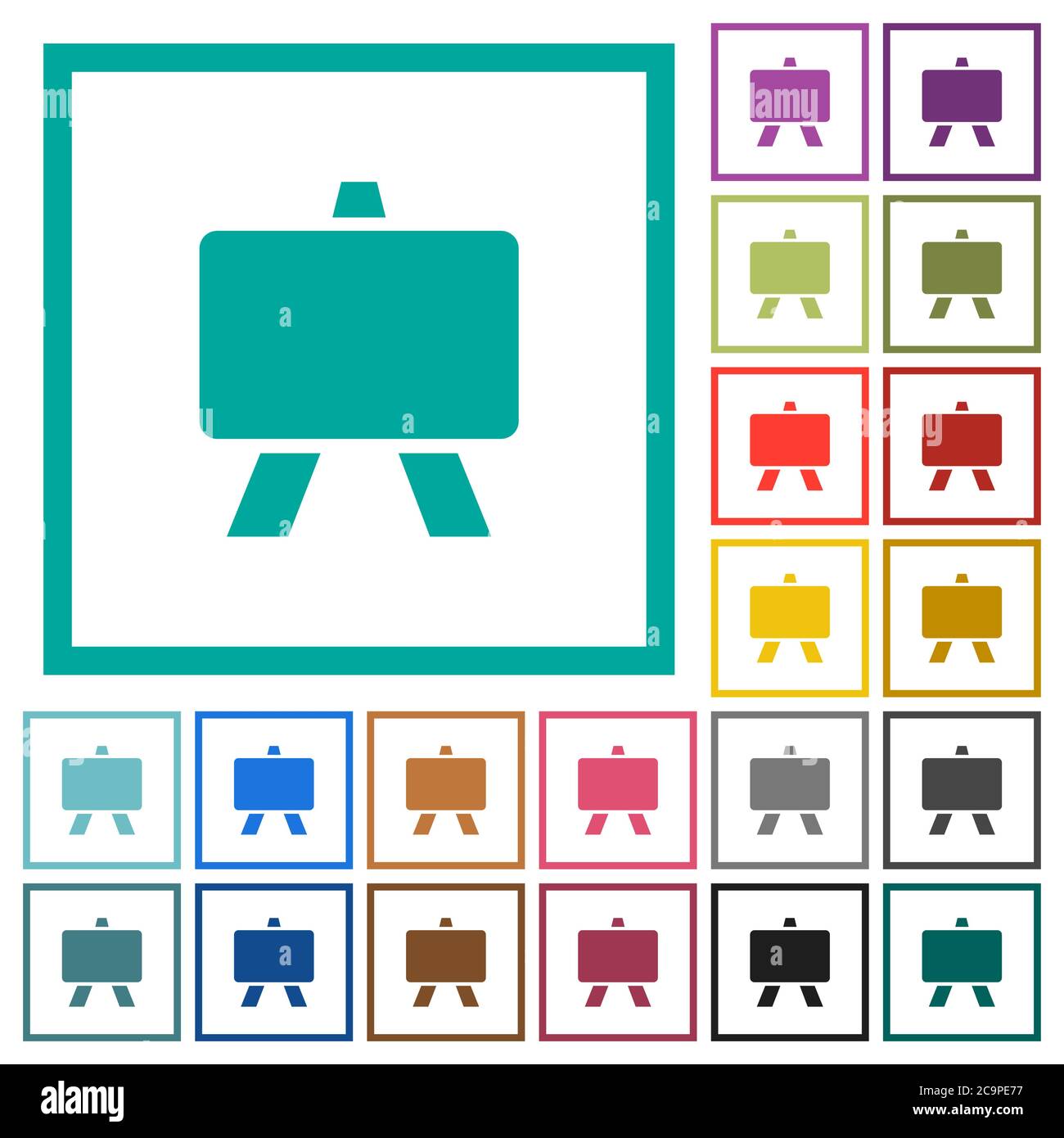 Blackboard flat color icons with quadrant frames on white background ...