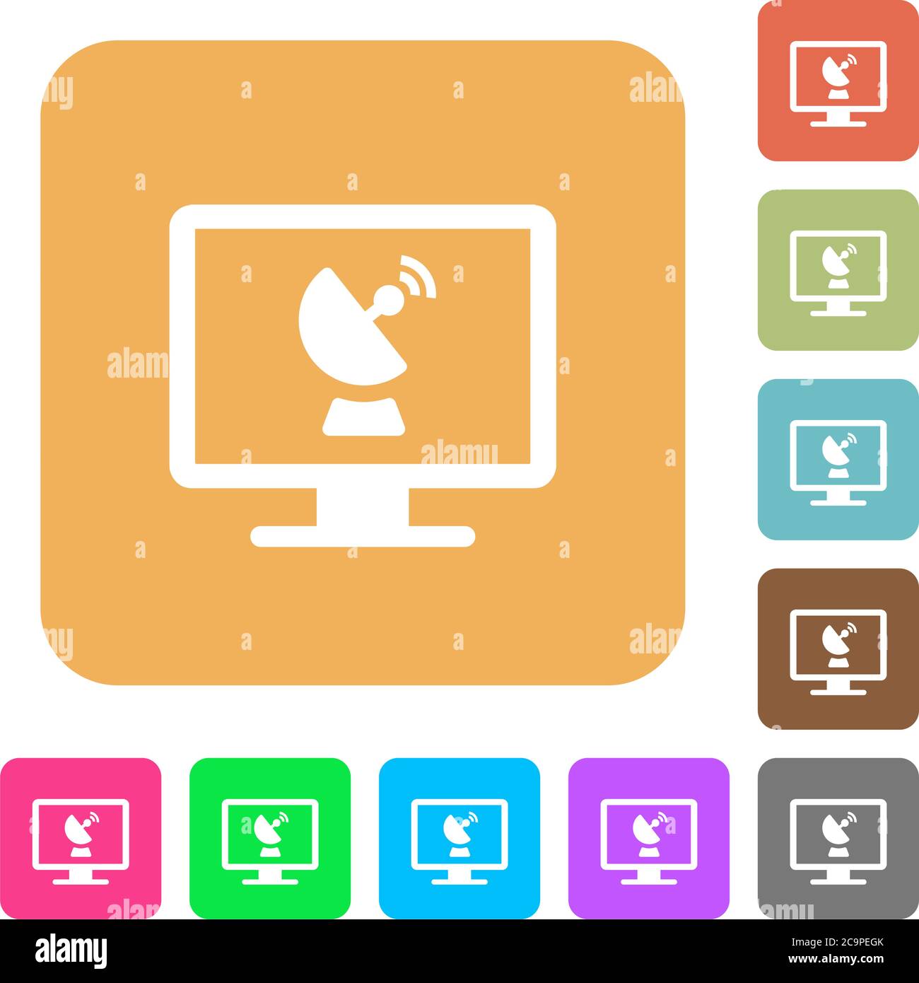 Remote desktop flat icons on rounded square vivid color backgrounds. Stock Vector