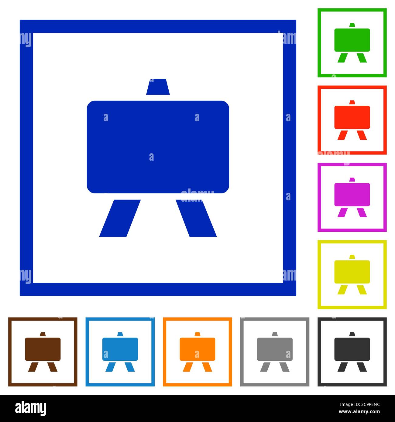 Blackboard flat color icons in square frames on white background Stock ...