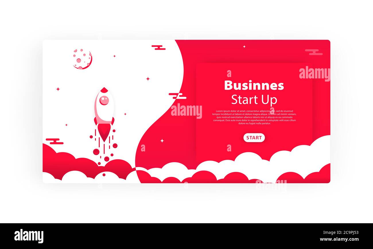 Rocket ship, bussines concept startup. Vector on isolated white background. EPS 10 Stock Vector