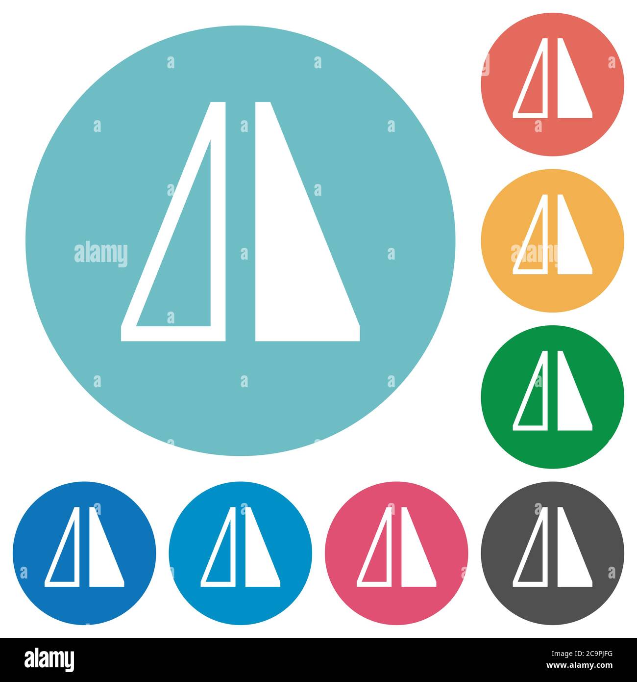 Flip horizontal flat white icons on round color backgrounds Stock ...