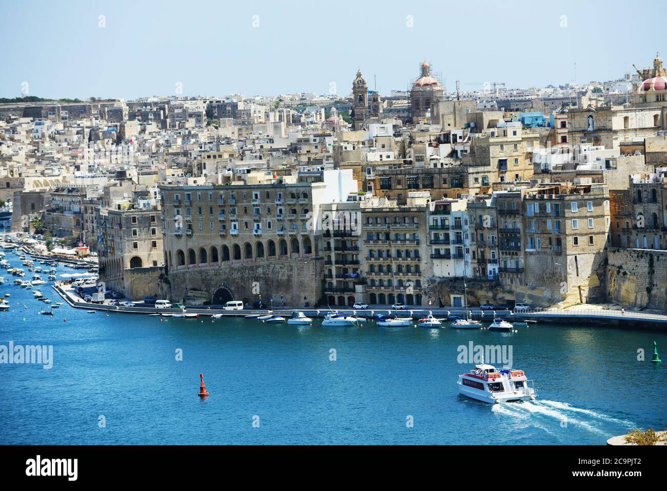 Old buildings in Valletta by the Grand harbour. Stock Photo