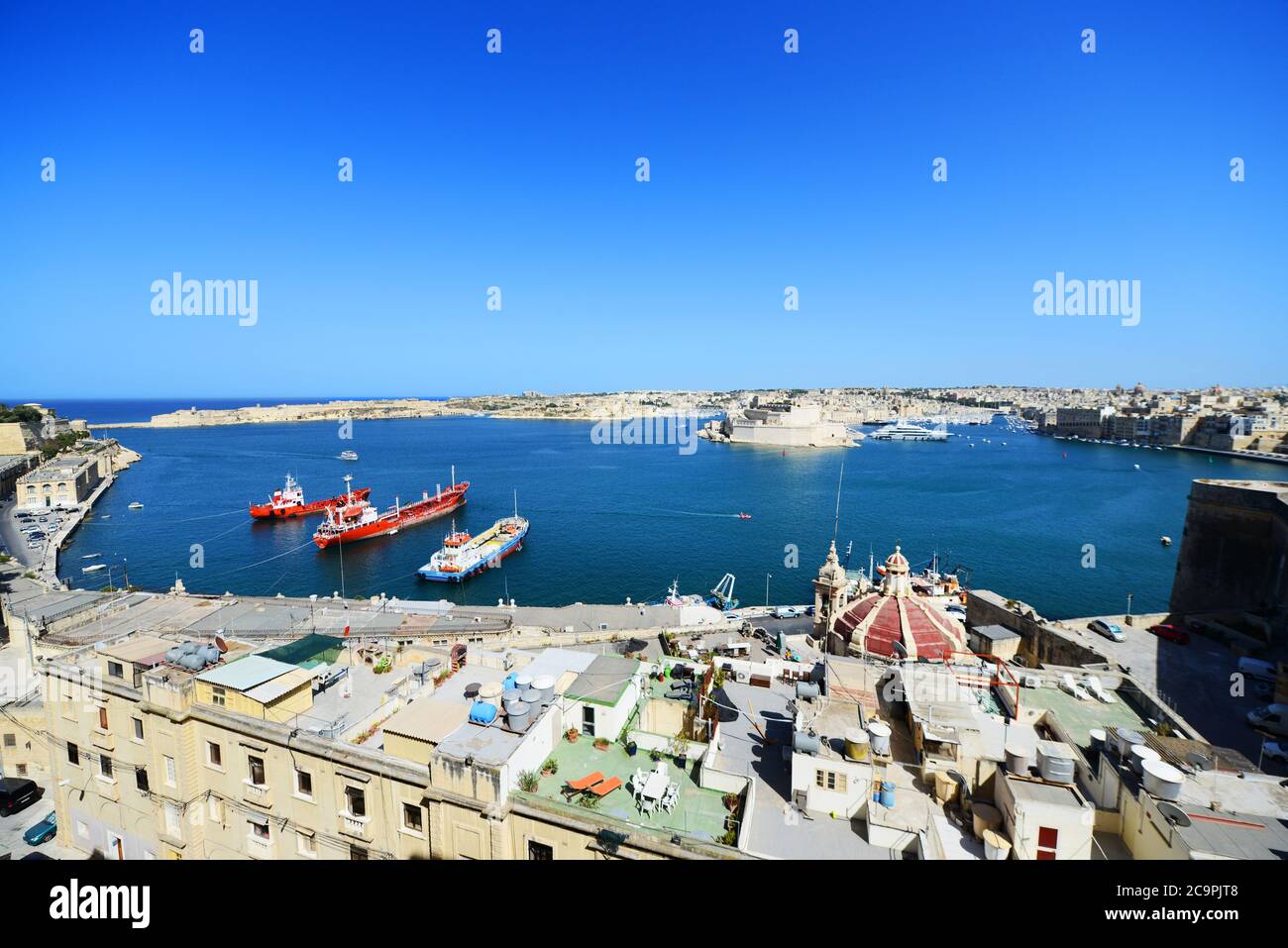 The picturesque Grand Harbour in Valletta, Malta. Stock Photo