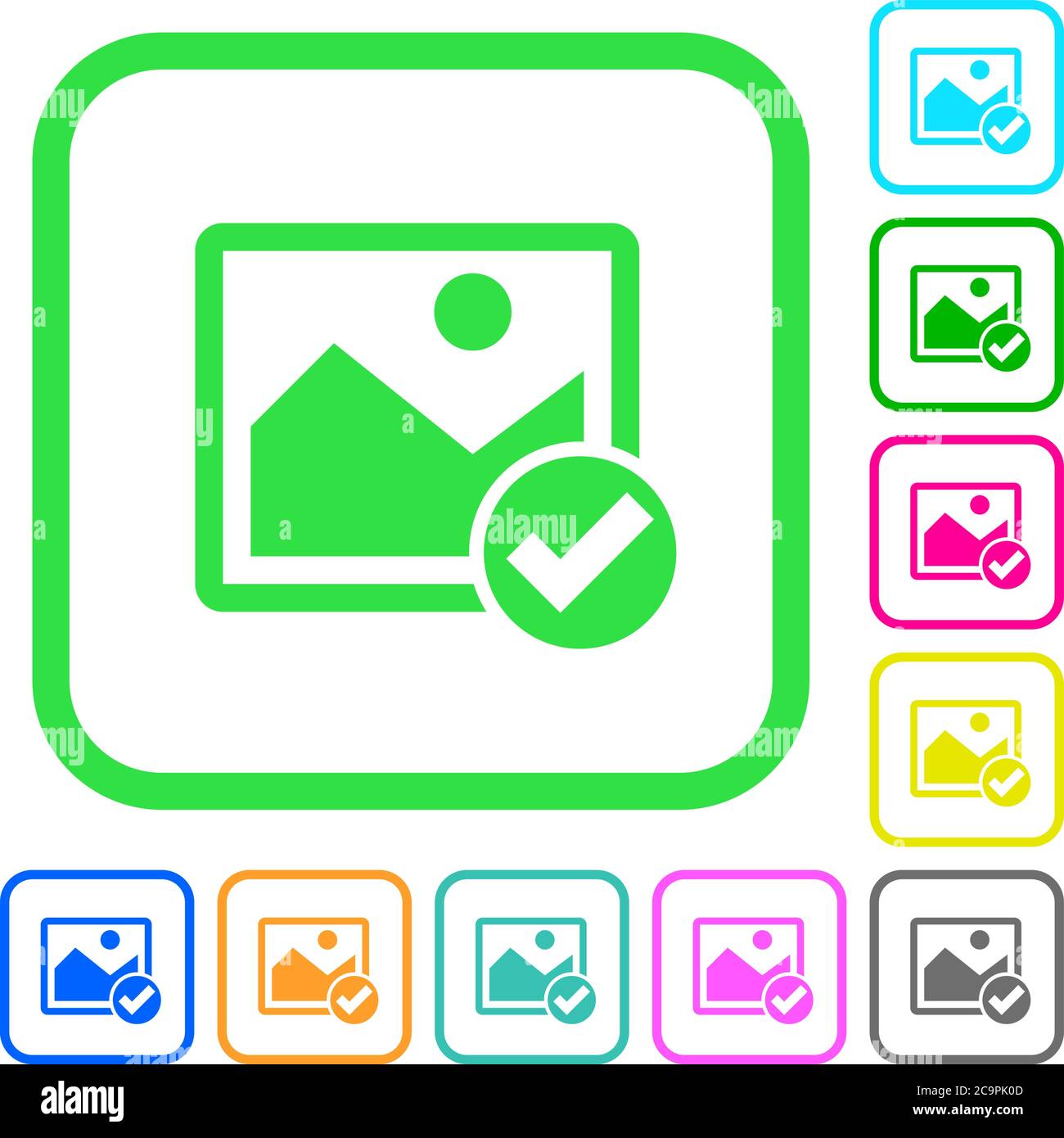 Image ok vivid colored flat icons in curved borders on white background ...