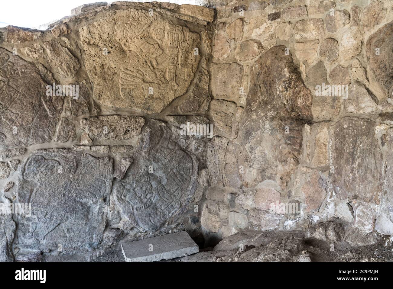 The Gallery on the wall of Building A in the ruins of the pre-Hispanic ...