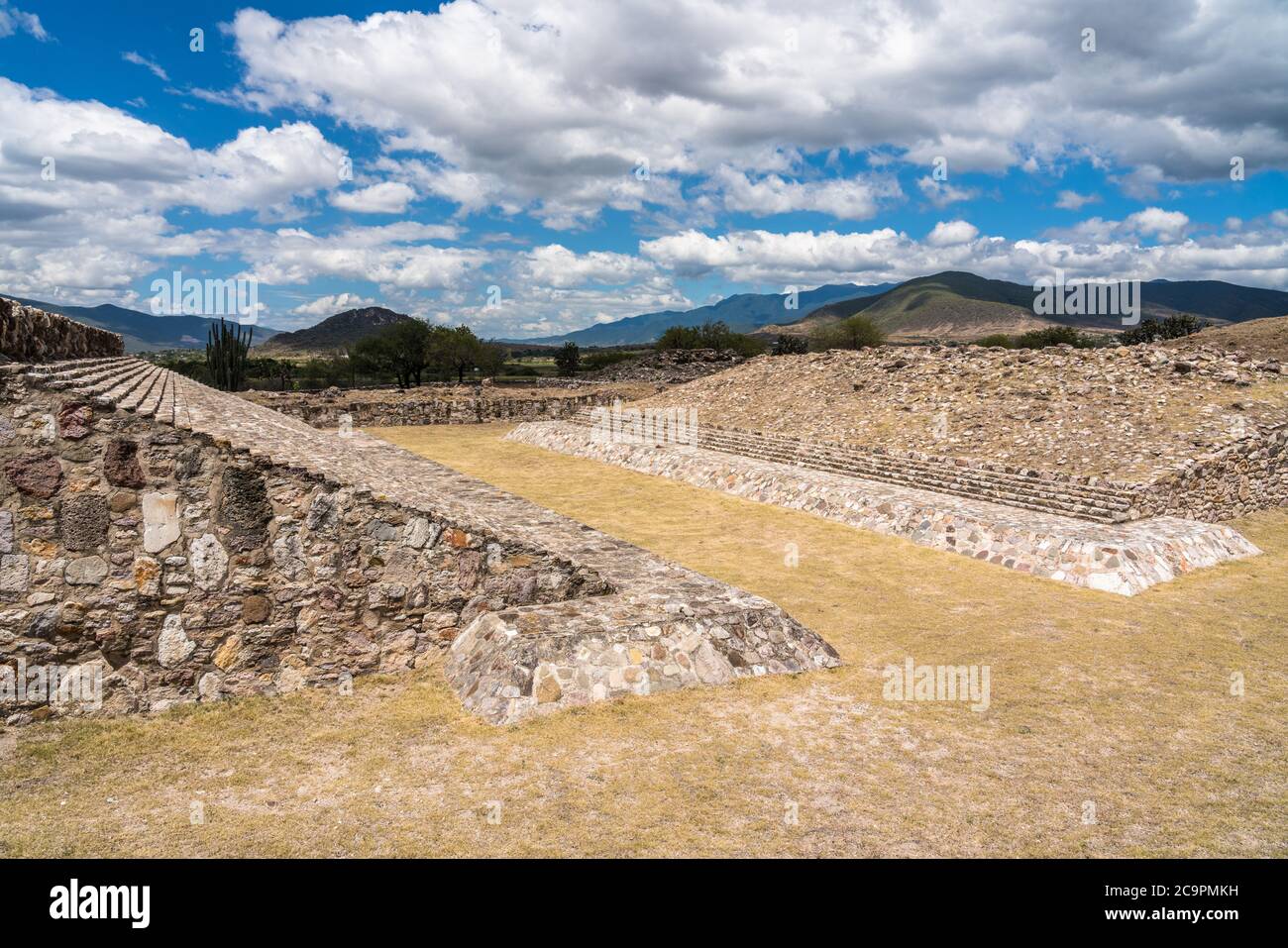 The ball court in the ruins of the pre-Hispanic Zapotec city of Dainzu ...