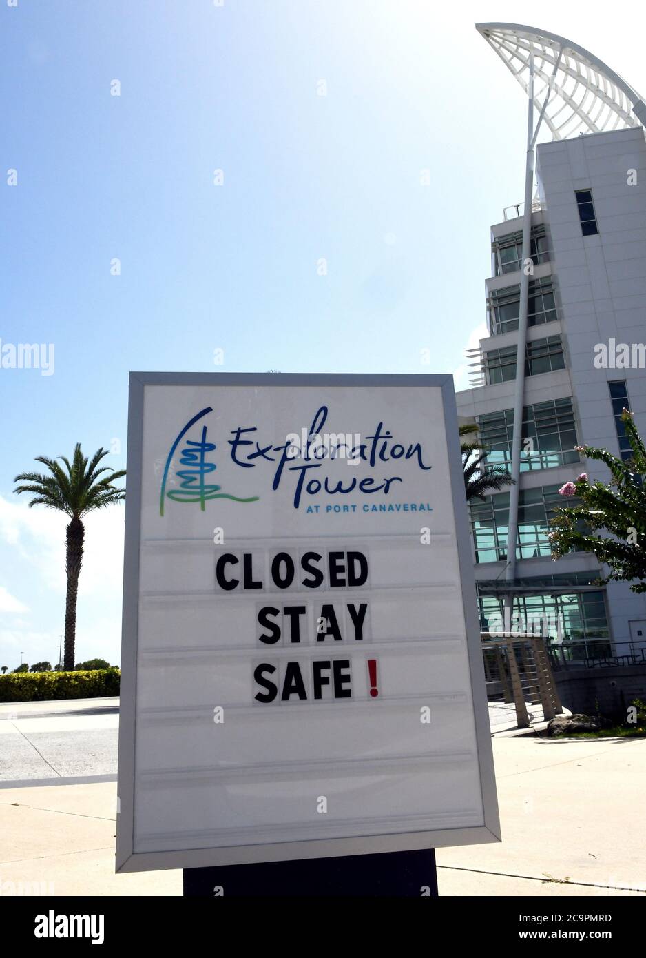 Florida, United States. 01st Aug, 2020. A closed sign is posted at Exploration Tower before the arrival of Hurricane Isaias.The storm is forecast to approach the coast of Florida as a Category 1 storm and then parallel the Atlantic coast as it moves north. Credit: SOPA Images Limited/Alamy Live News Stock Photo