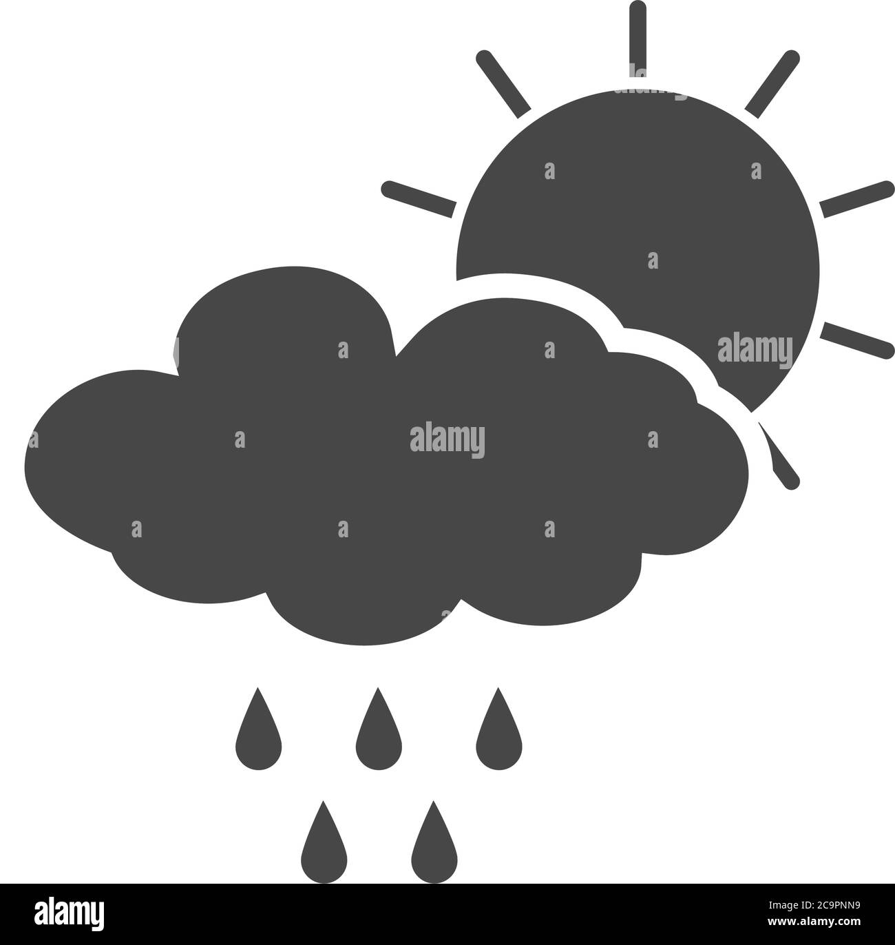 Sun behind the cloud with rain weather icon Vector illustration Stock Vector