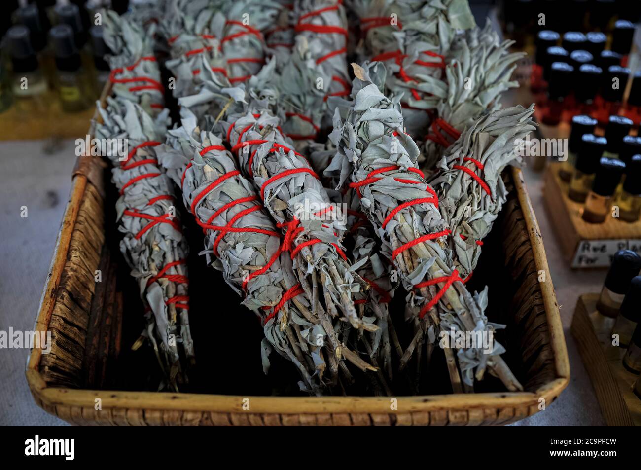 Traditional Native American Indian ritual white sage smudge sticks on ...