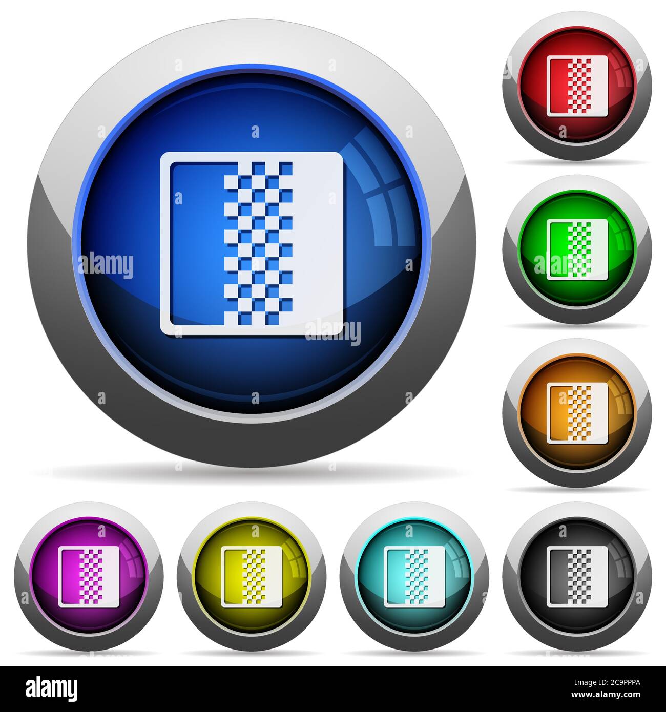 Color gradient icons in round glossy buttons with steel frames Stock ...