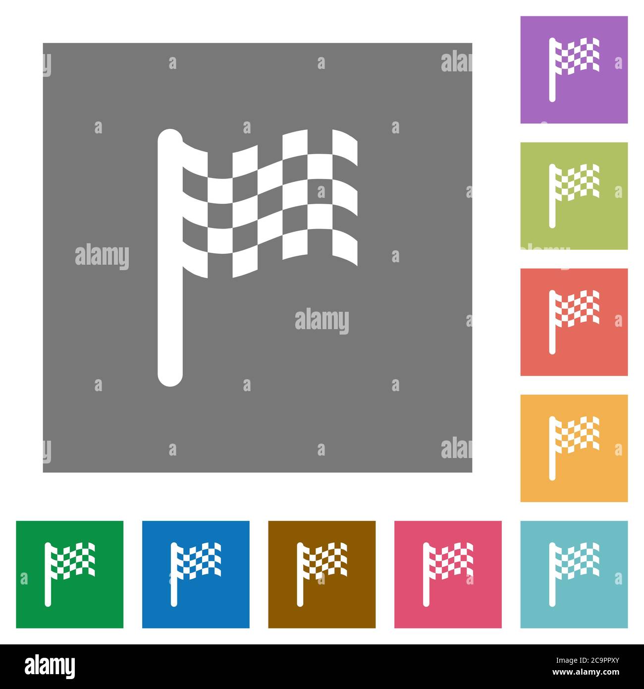 Race flag flat icons on simple color square backgrounds Stock Vector ...