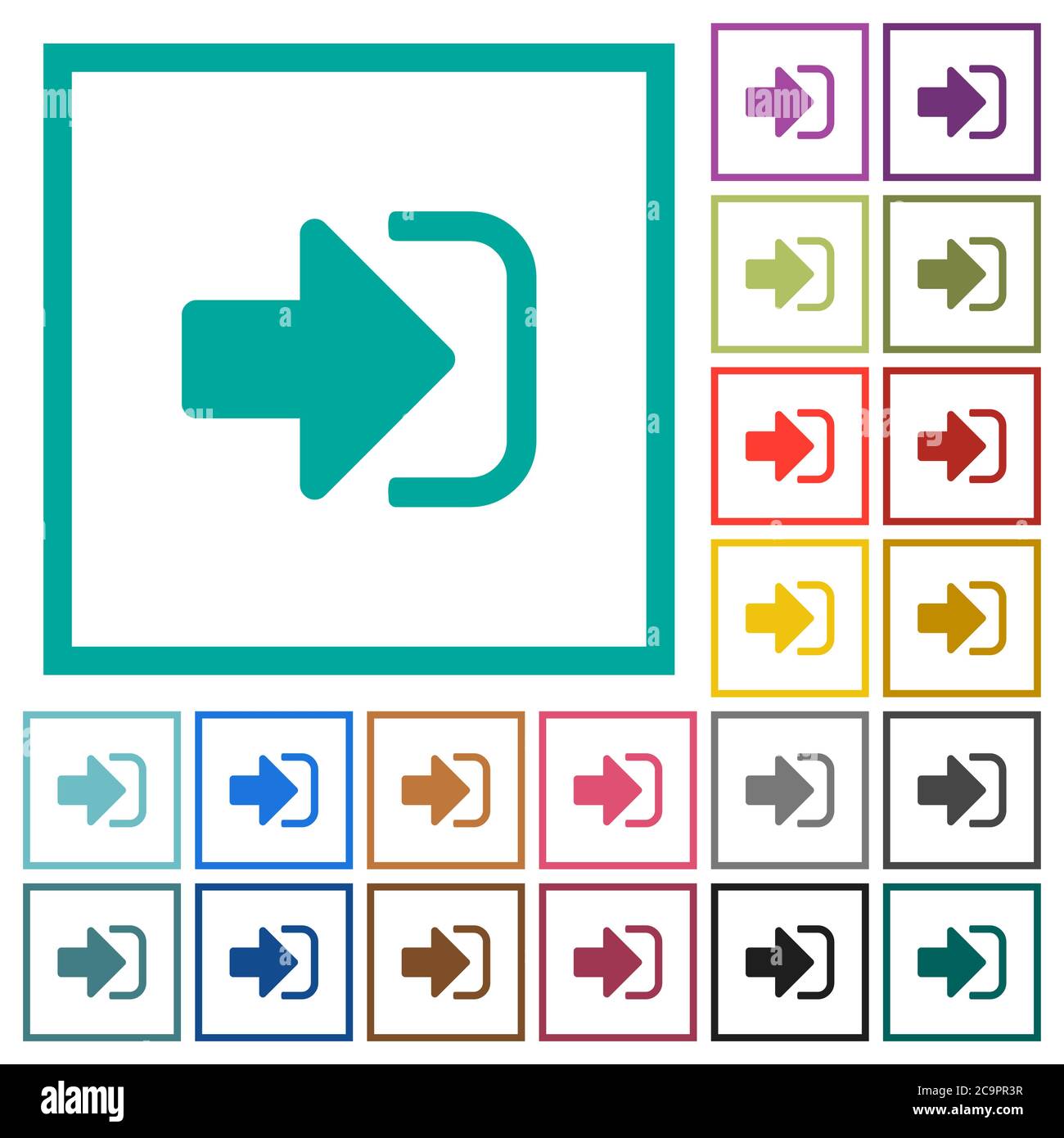 Sign in flat color icons with quadrant frames on white background Stock ...