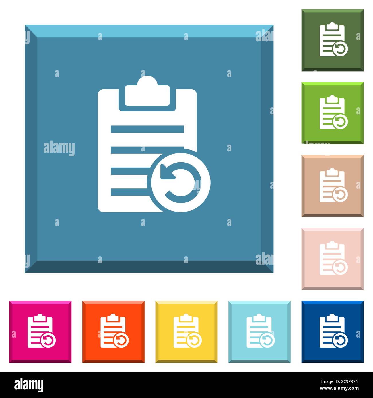 Undo note changes white icons on edged square buttons in various trendy colors Stock Vector
