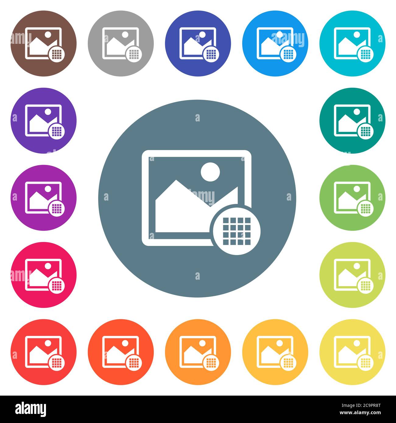 Image color palette flat white icons on round color backgrounds. 17 ...