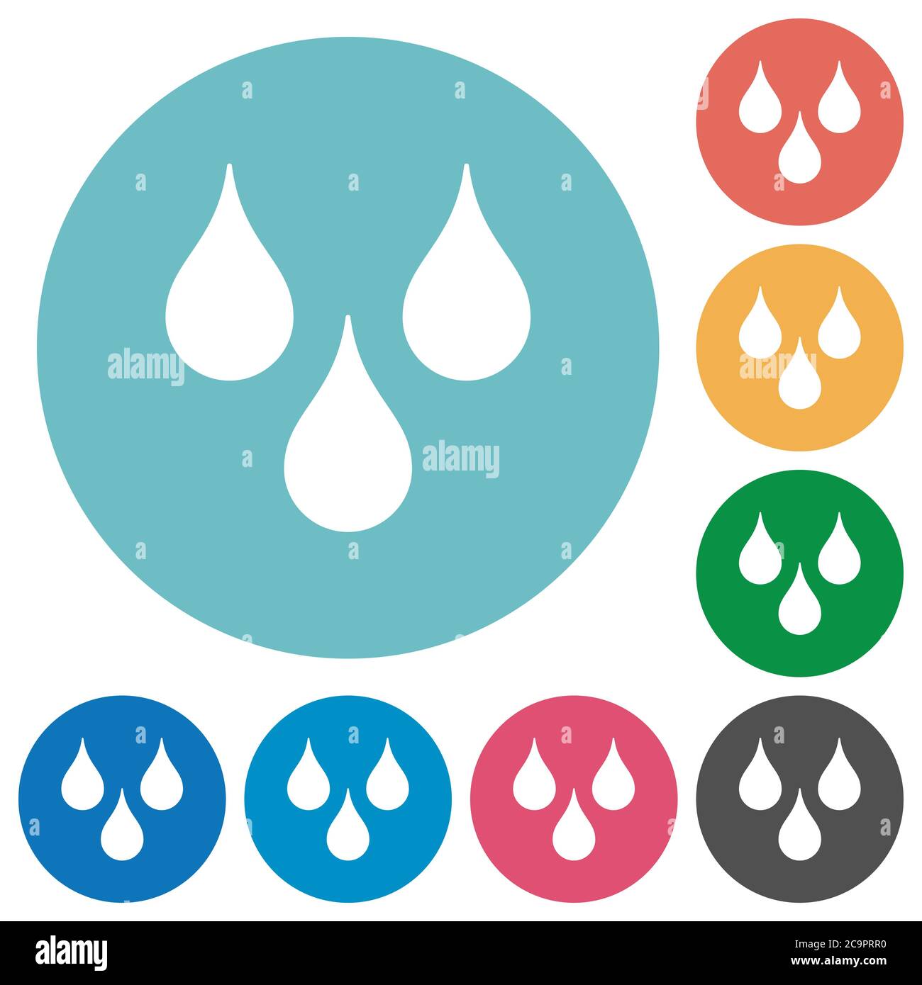 Water drops flat white icons on round color backgrounds Stock Vector ...