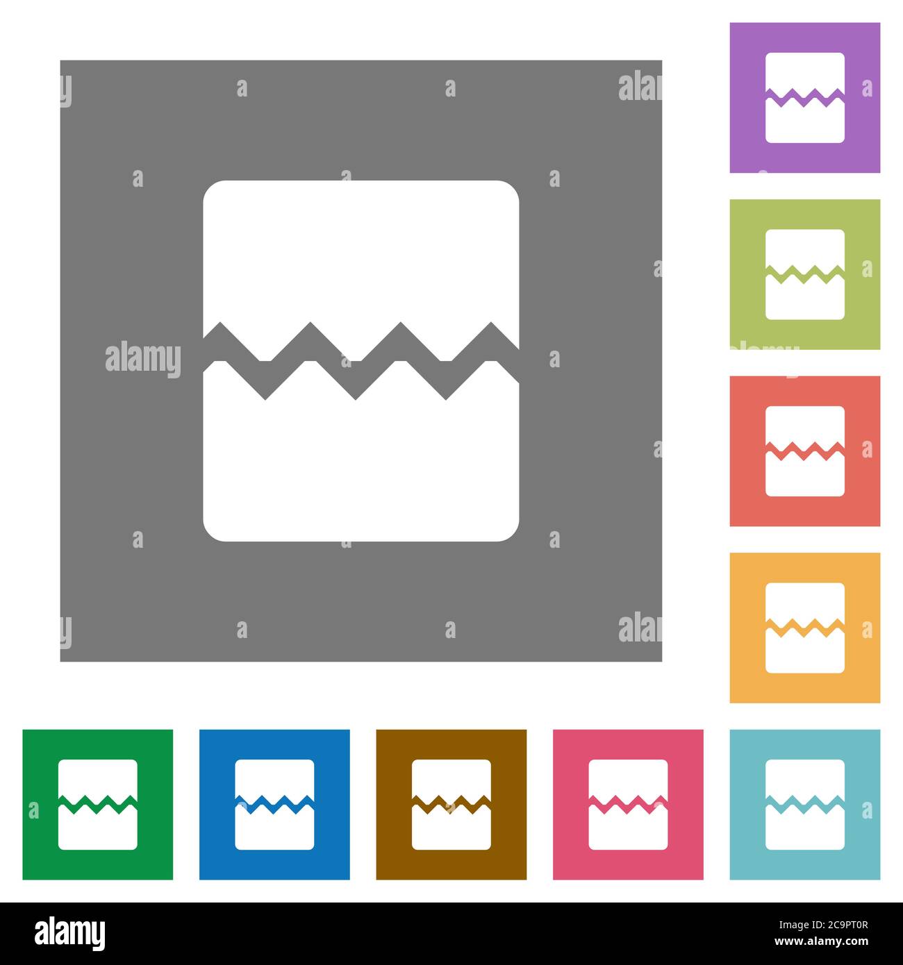 Page break flat icons on simple color square backgrounds Stock Vector