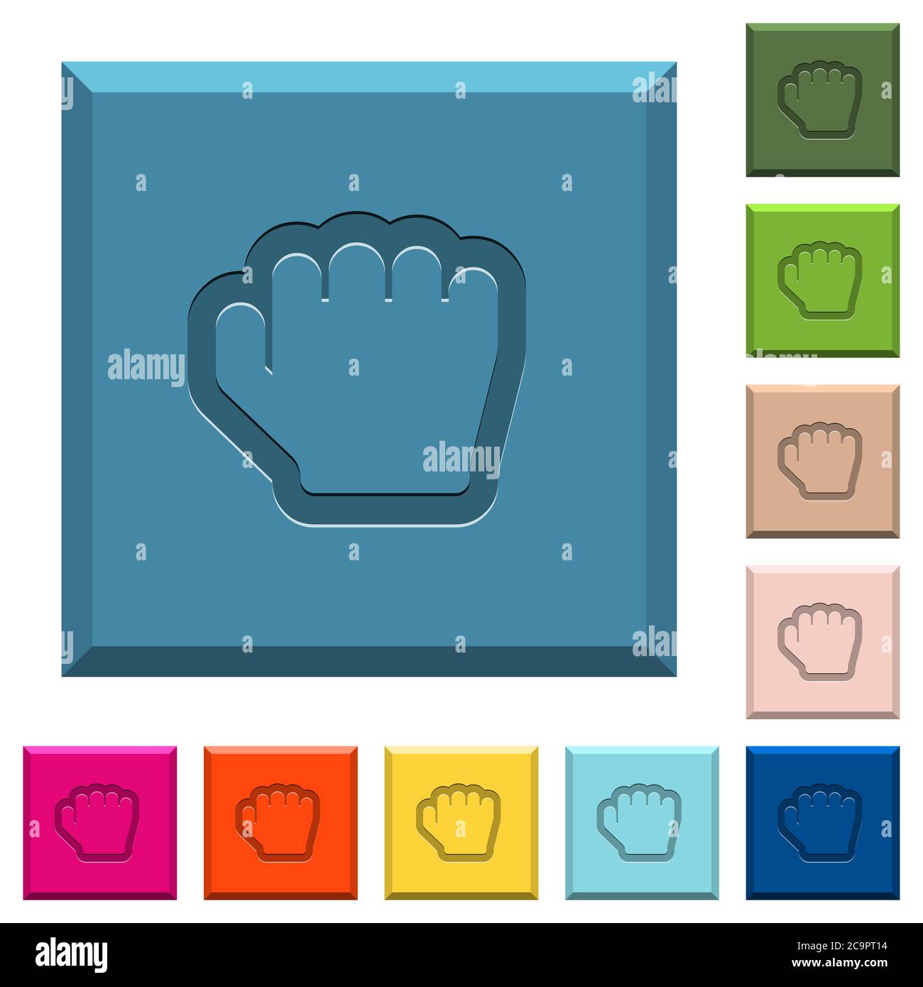 Grab cursor engraved icons on edged square buttons in various trendy ...