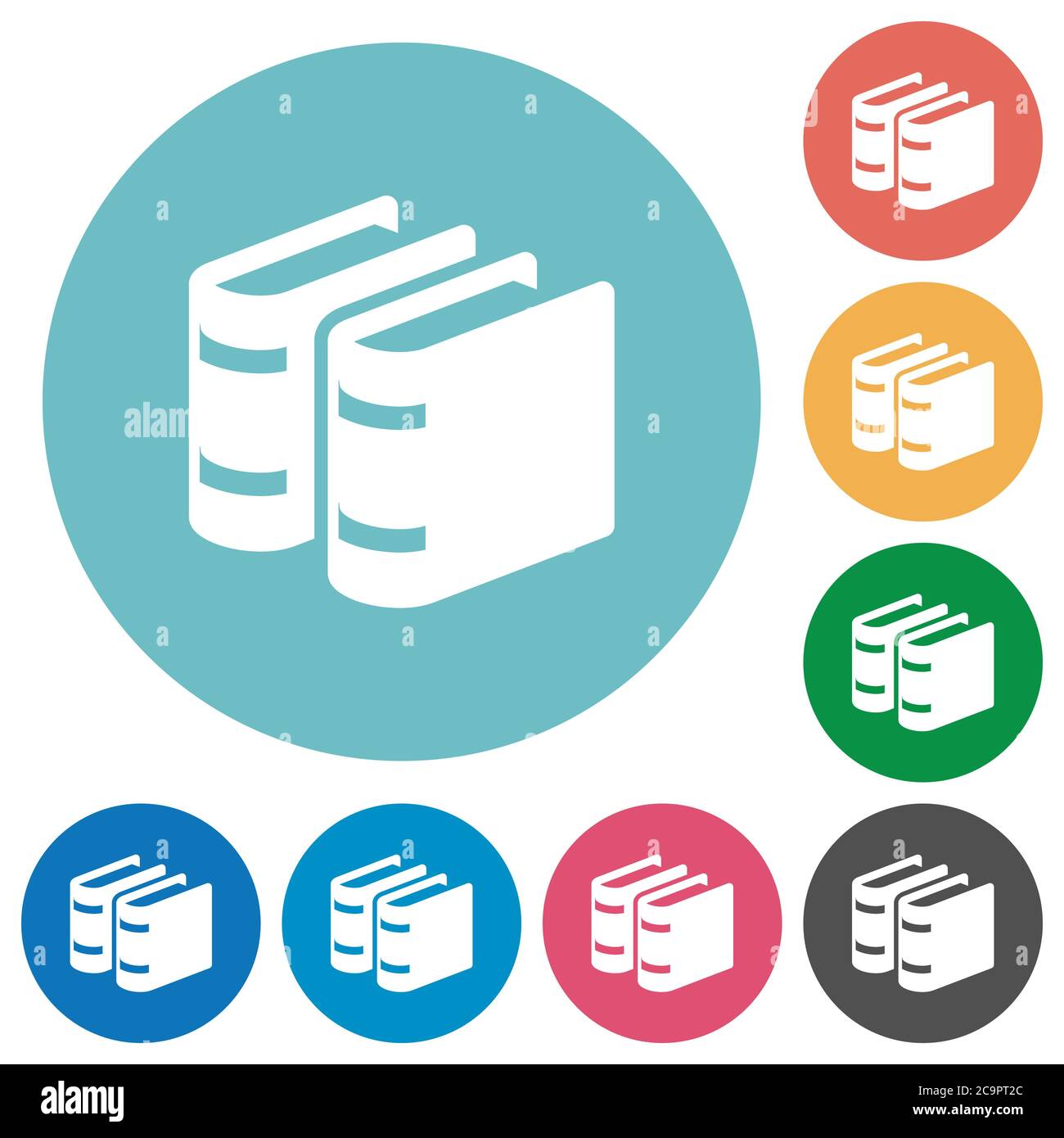 Two books flat white icons on round color backgrounds Stock Vector ...