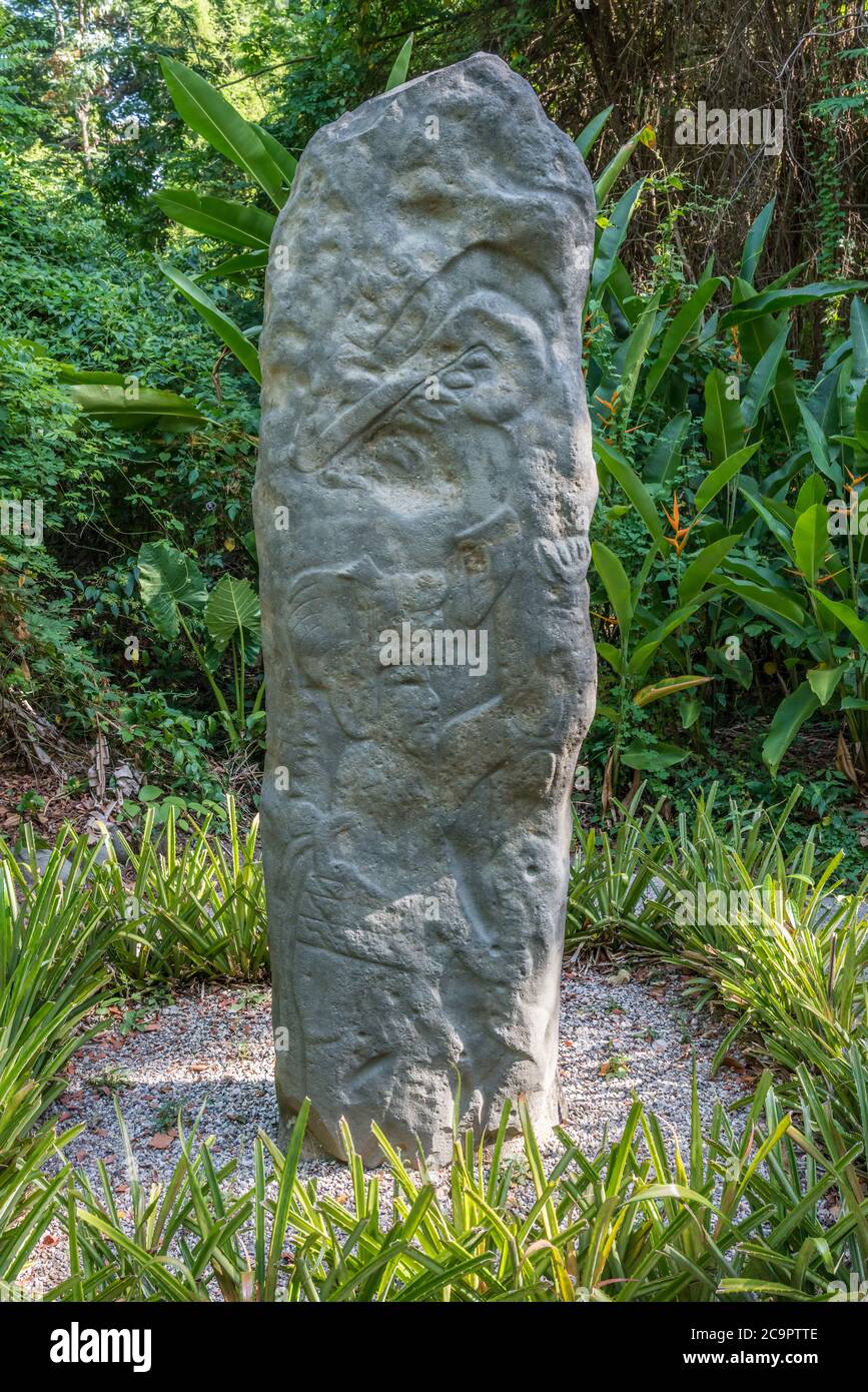 Monument 63, an Individual with Banner, from the Olmec ruins of La