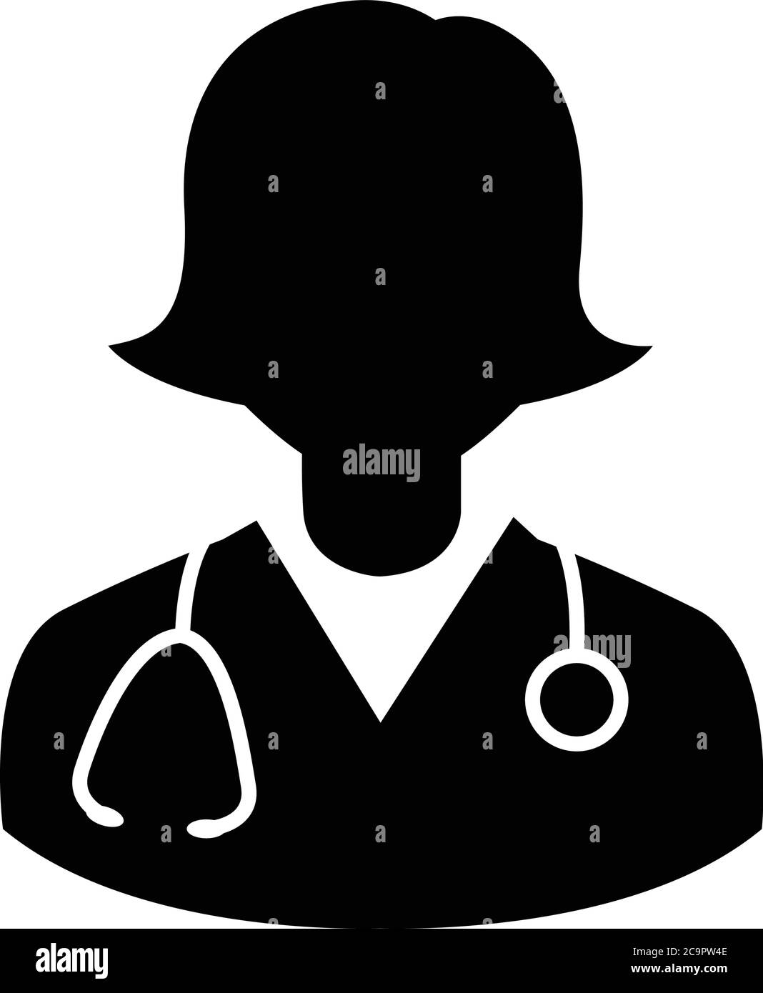 Doctor icon woman flat isolated on white vector illustration Stock ...