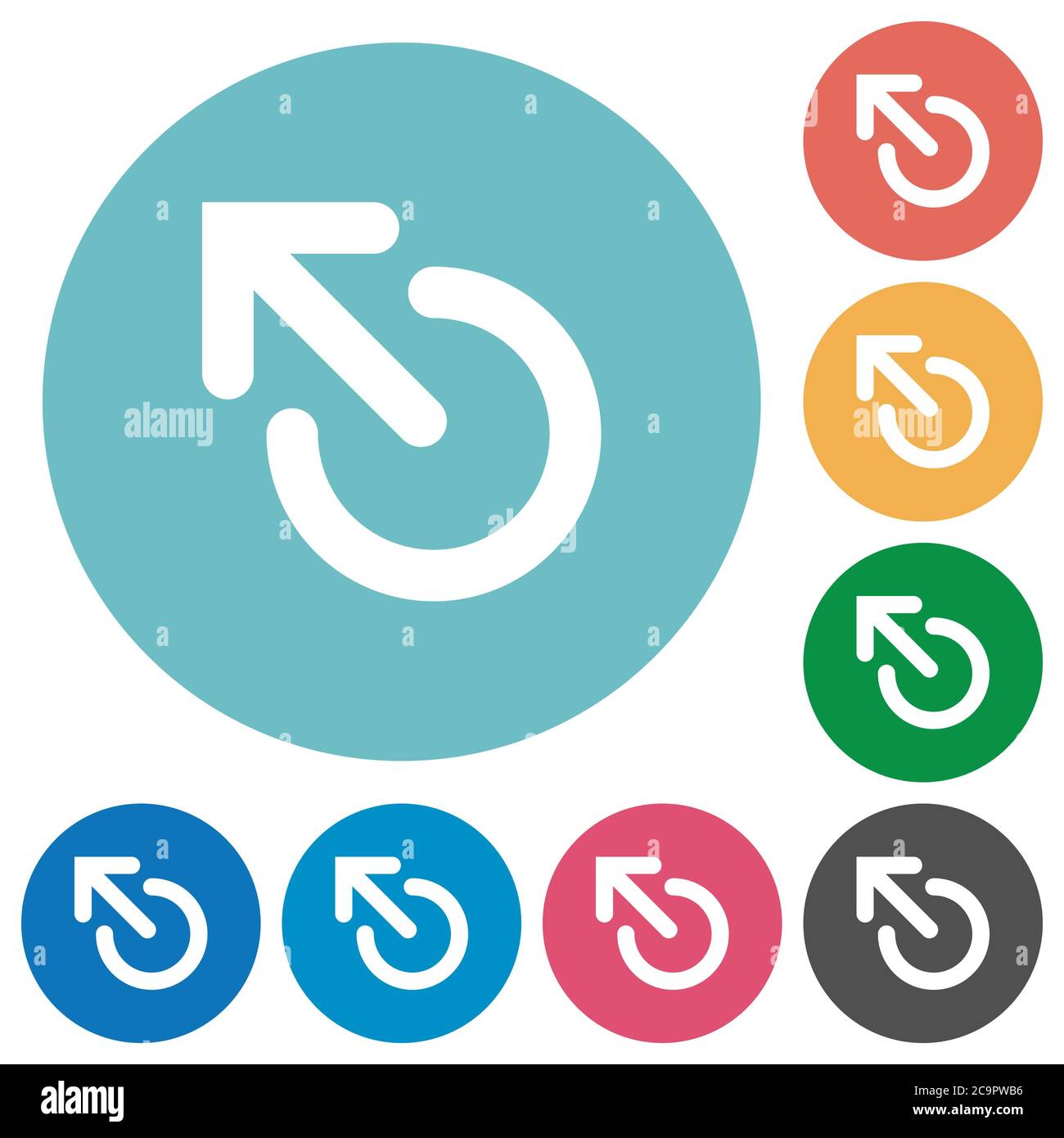 Media eject flat white icons on round color backgrounds Stock Vector
