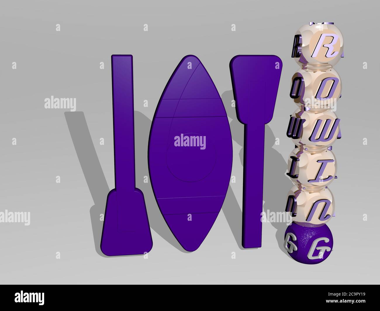 3D representation of rowing with icon on the wall and text arranged by ...