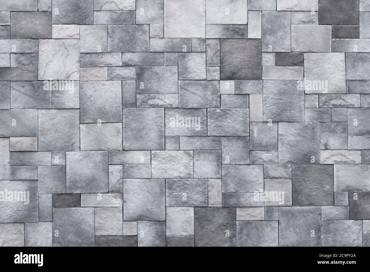 Squares background, stone wall texture, gray rock floor. Monochrome granite, brick surface. Architectural design concept Stock Photo