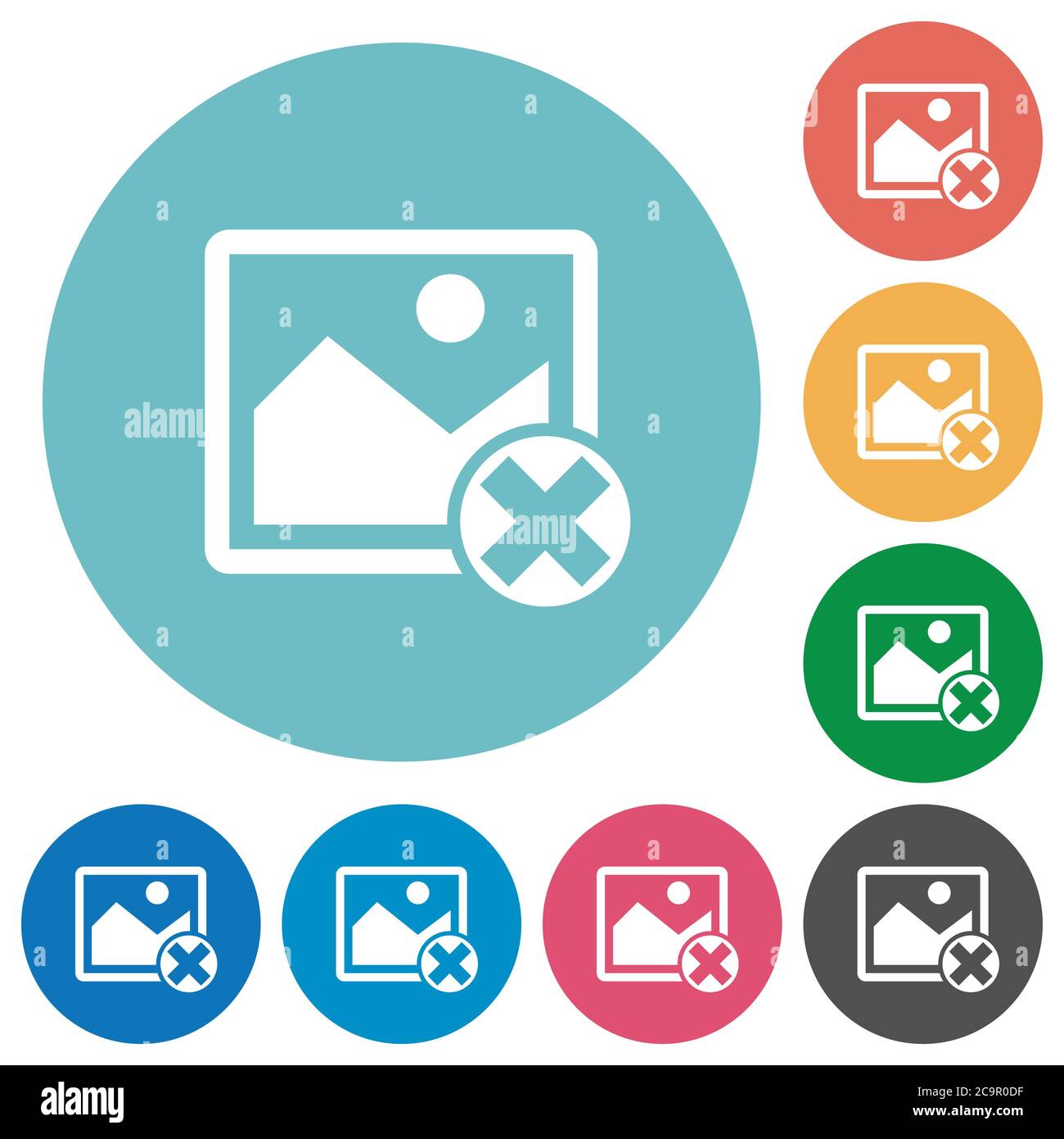 Cancel image operations flat white icons on round color backgrounds Stock Vector