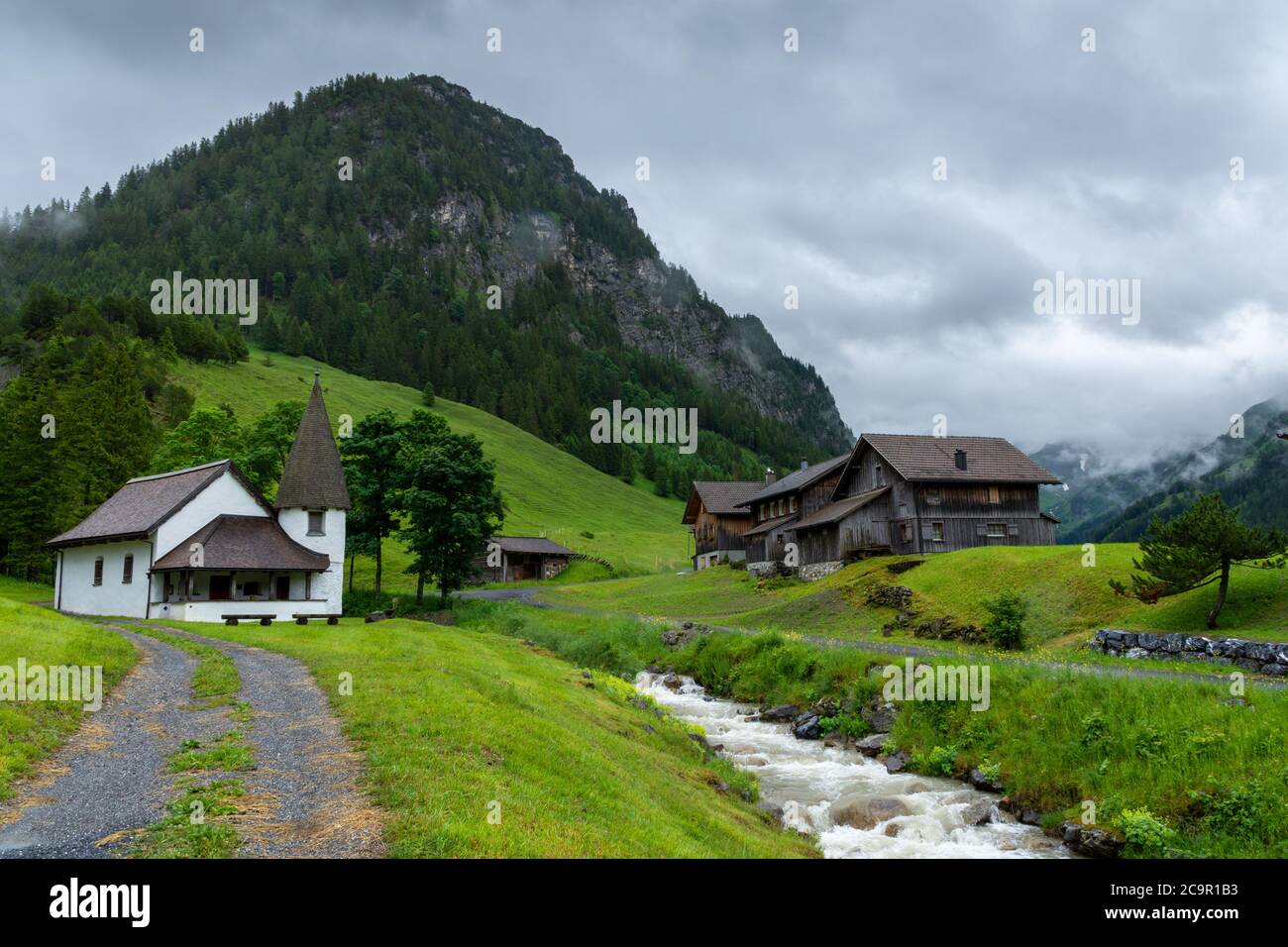 The little mountain village Steg, Liechtenstein Stock Photo